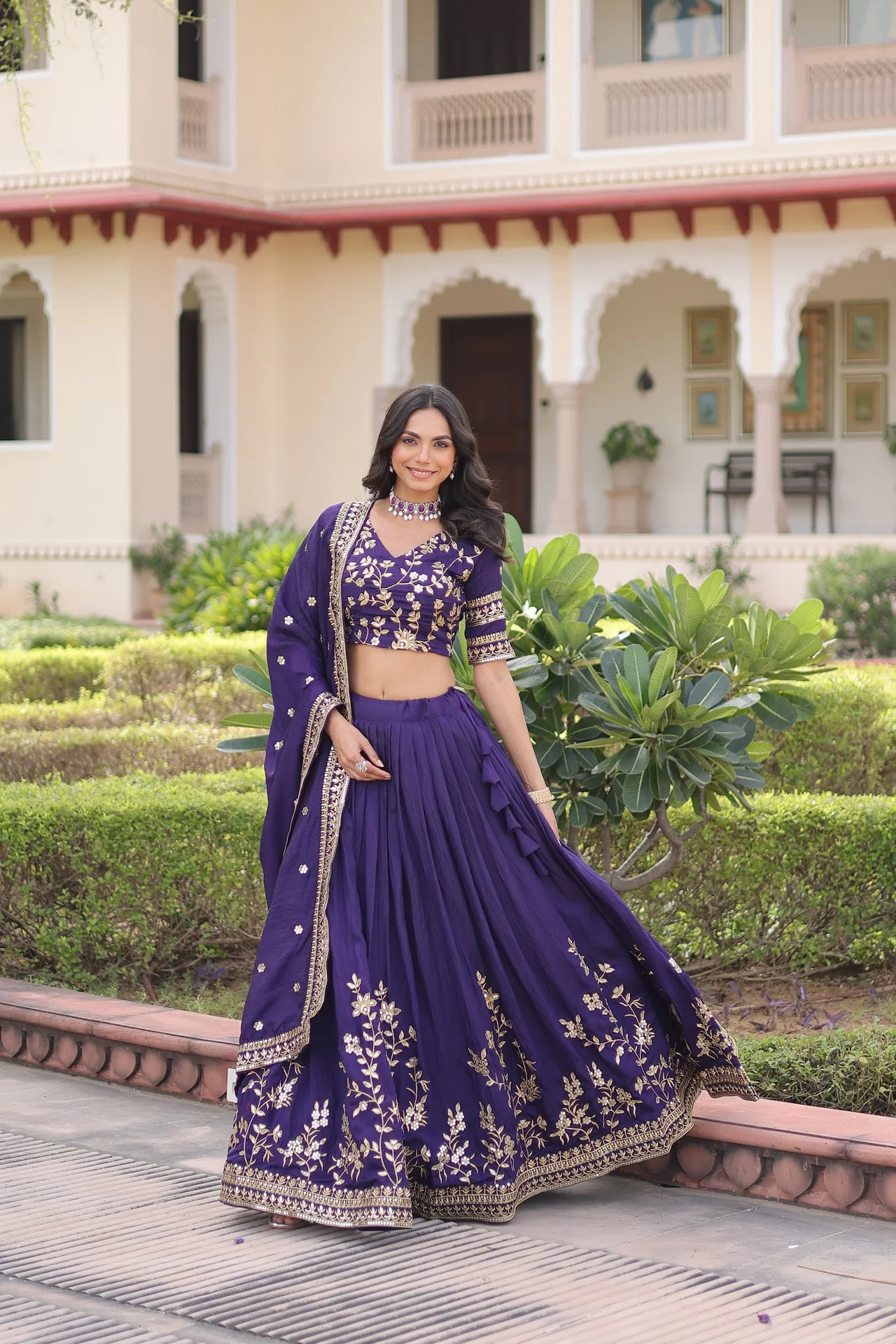 Women's Vichitra Silk Lehenga Choli with Dupatta | Heavy Sequins and Zari Embroidery | 3 Mtr Flair | Festive and Wedding Wear