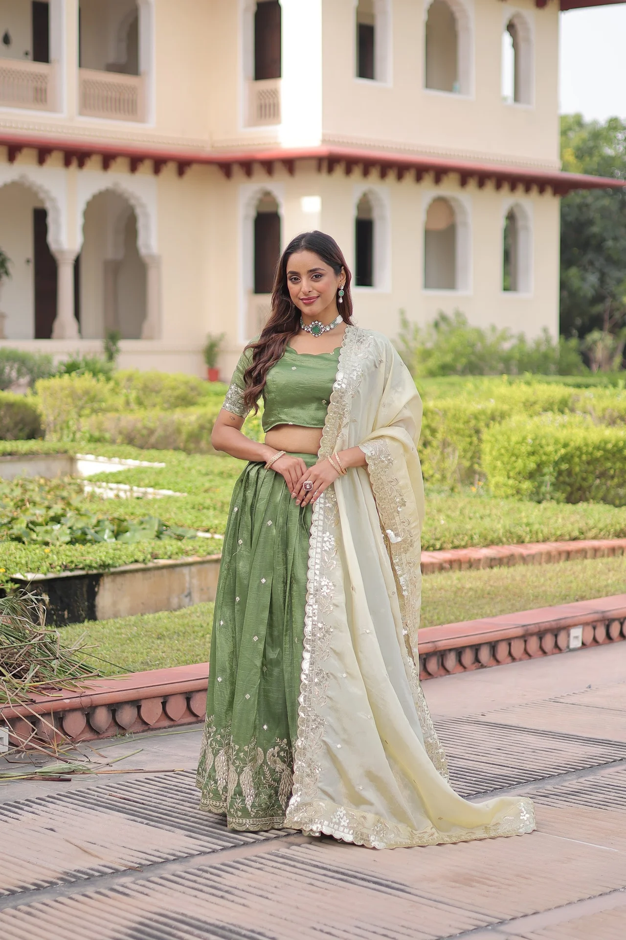 Women's Crush Fabric Lehenga Choli with Dupatta | Sequins Zari Embroidery | 3 Mtr Flair | Festive Wedding Wear