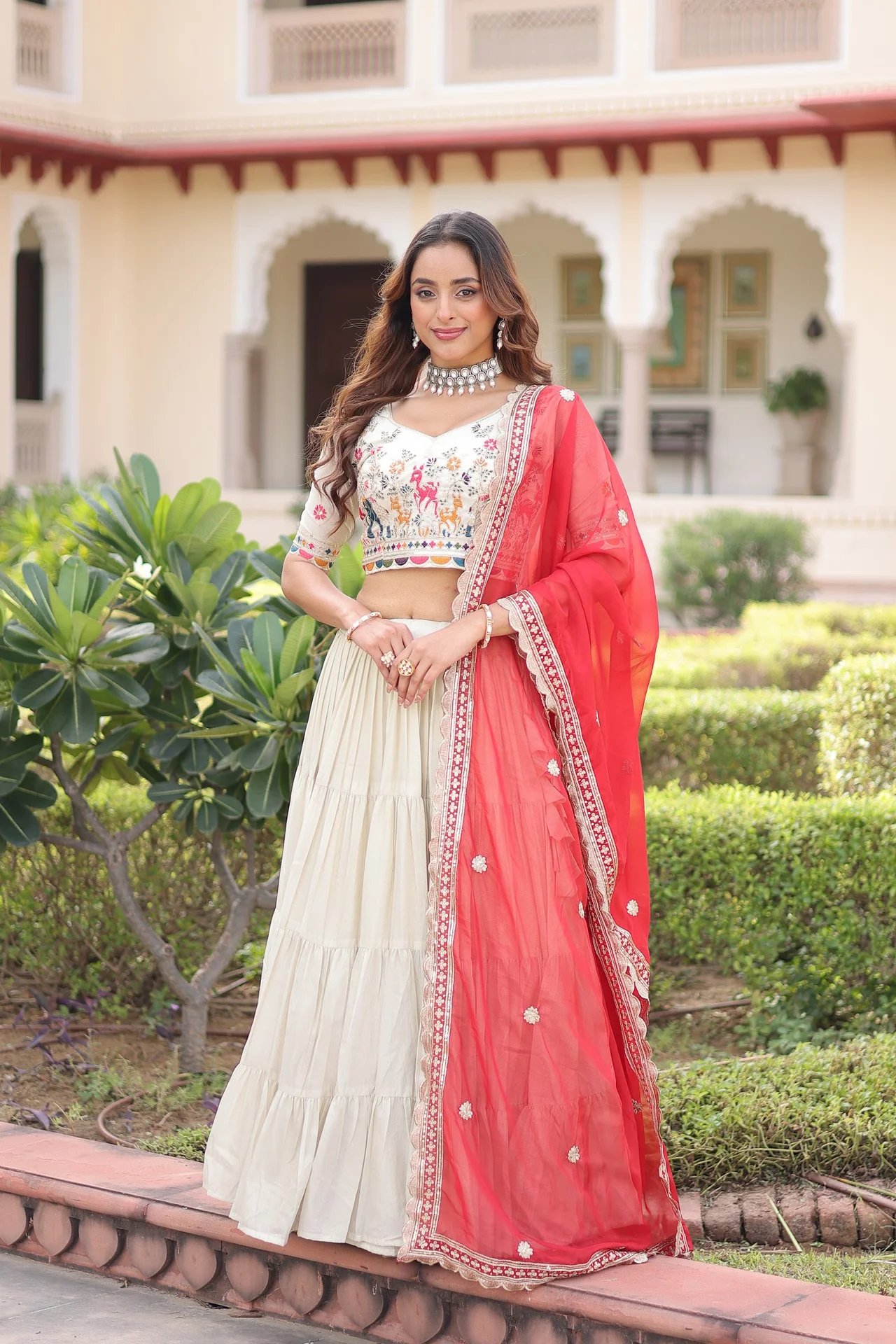 Women's Cosmos Silk Lehenga Choli with Embroidered Blouse Piece & Dupatta | Thread Sequins Zari Work | 12 Mtr Flair | Festive Wear