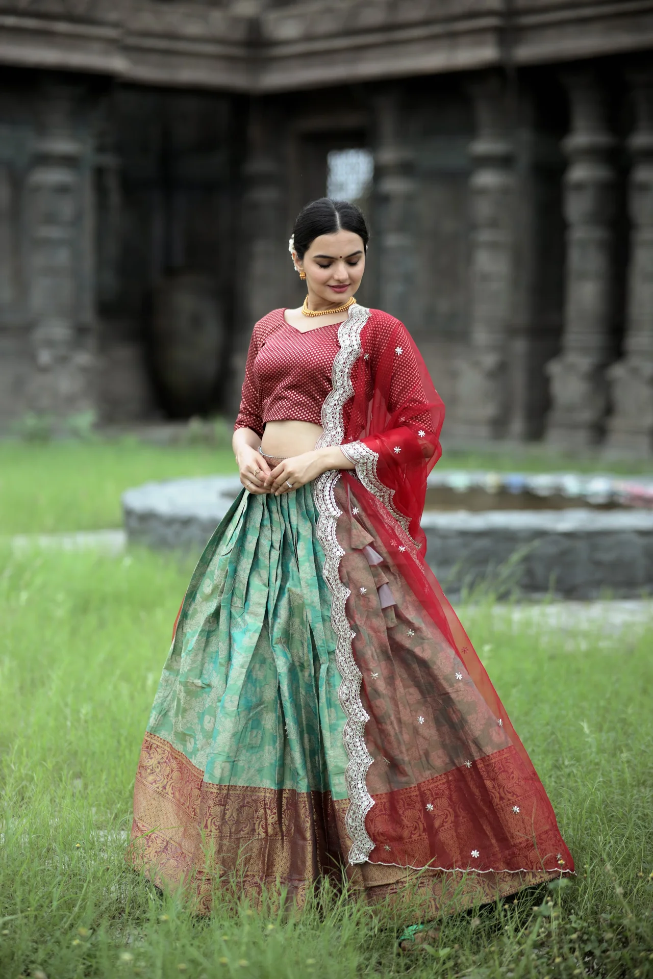 Women's Silk Lehenga Choli with Unstitched Blouse and Dupatta | Zari Weaving Work | 3.5 Metre Flair | Festive Wear