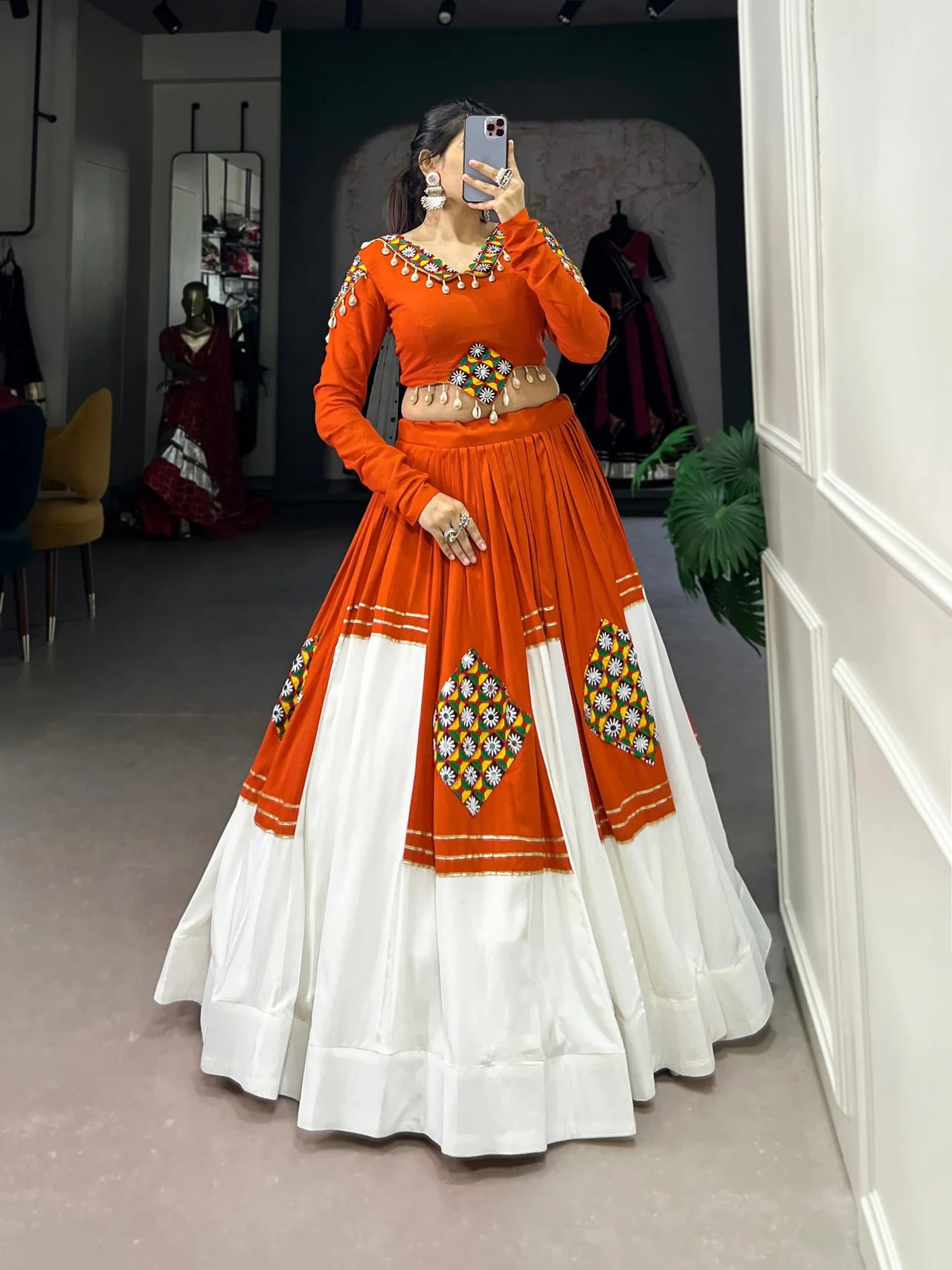 Women’s Pure Rayon Gamthi Patch Work Lehenga Choli with Gota Patti Touch-Up | 6 Meter Flair | Festive Wear