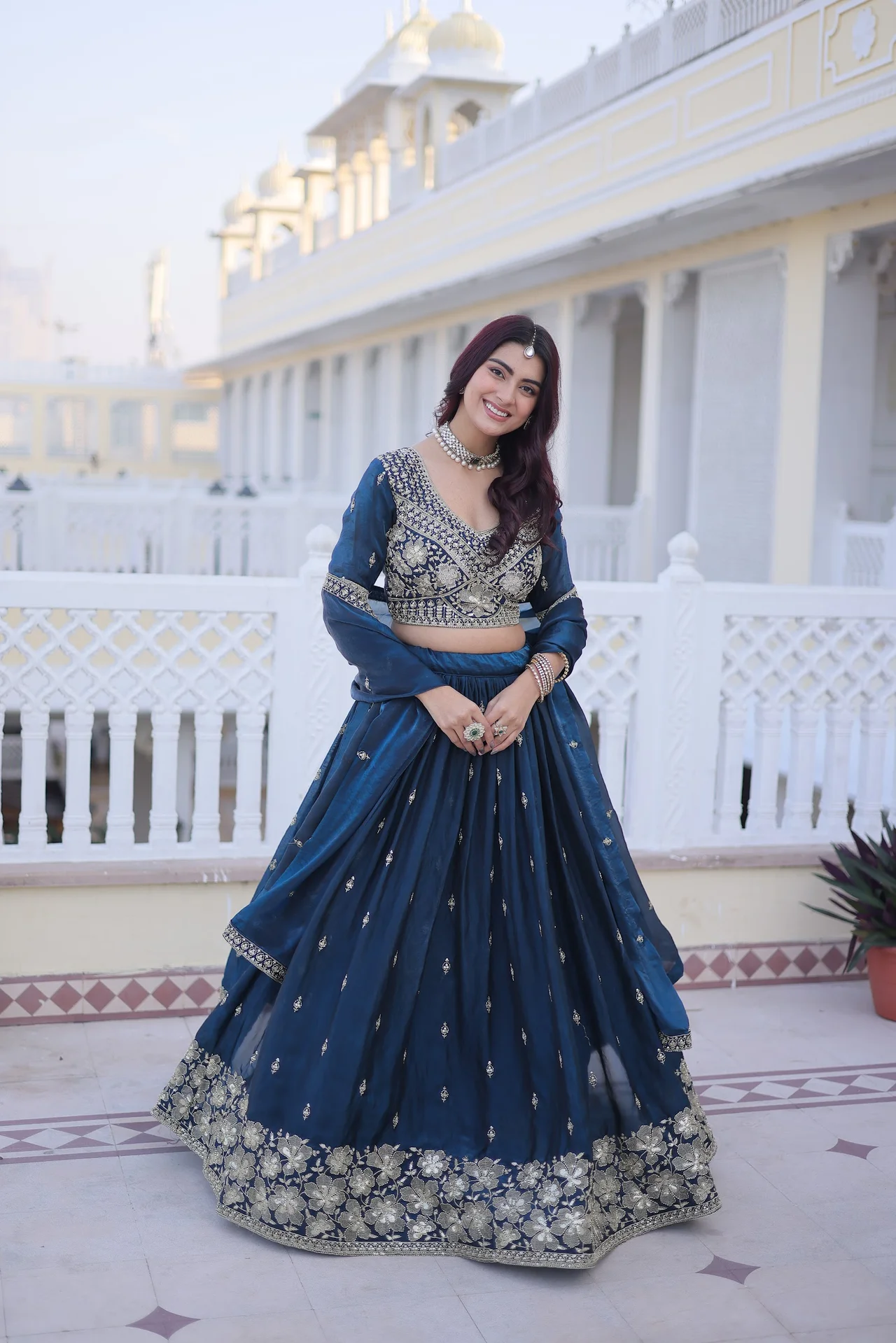 Women's Fendy Silk Lehenga Choli with Dupatta | Pipe Beads & Zari Embroidery | 3 Mtr Flair | Festive & Wedding Wear