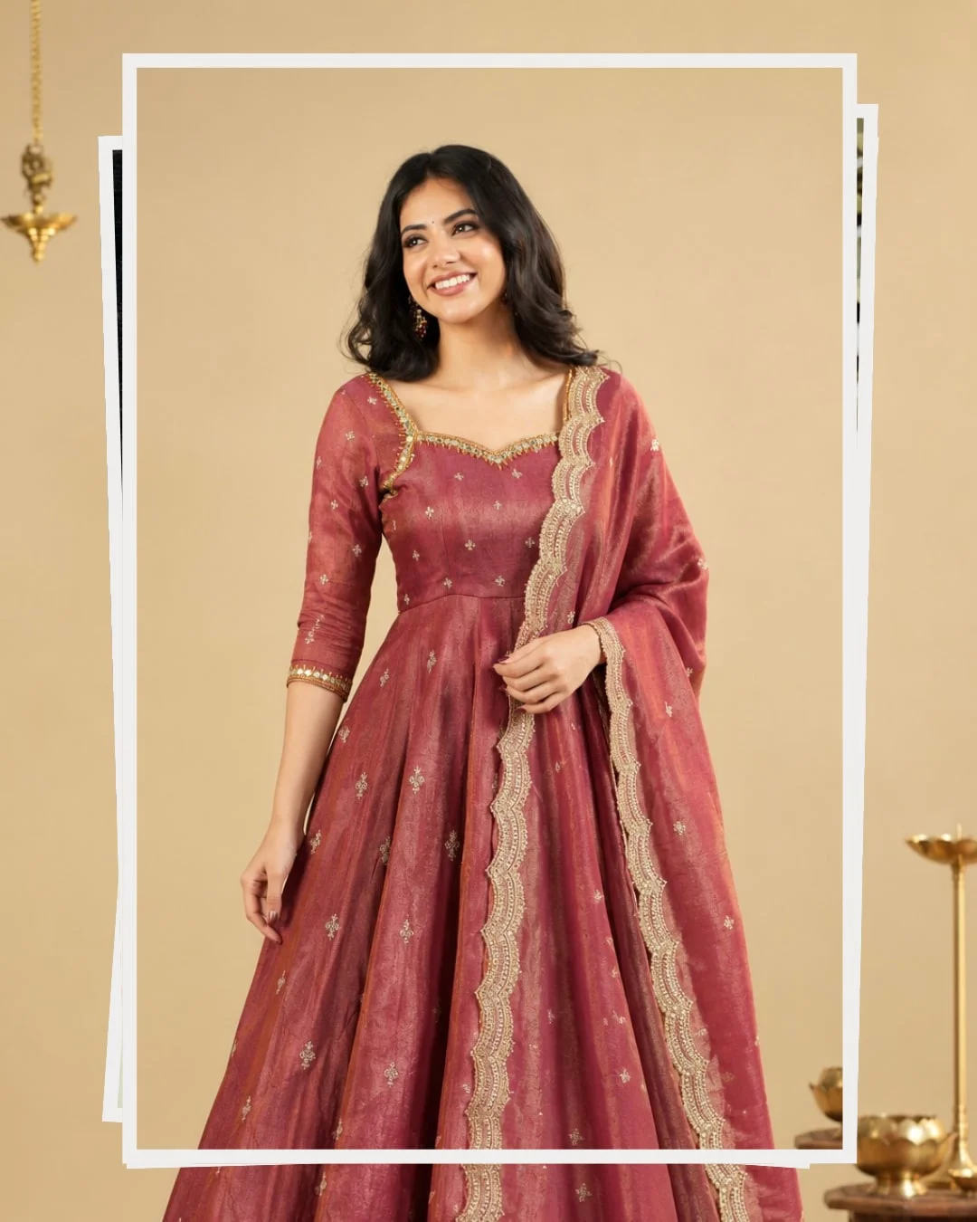 Designer Anarkali Suit for Women | Cosmo Fabric with Heavy 3/9mm Sequins & Thread Embroidery | Micro Cotton Pants & Heavy Embroidered Dupatta