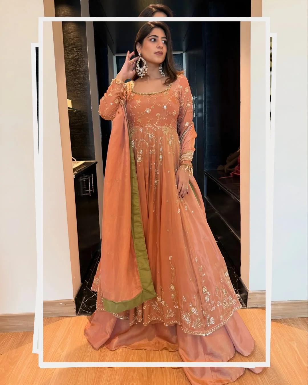 Premium Anarkali Suit Set for Women in Peach