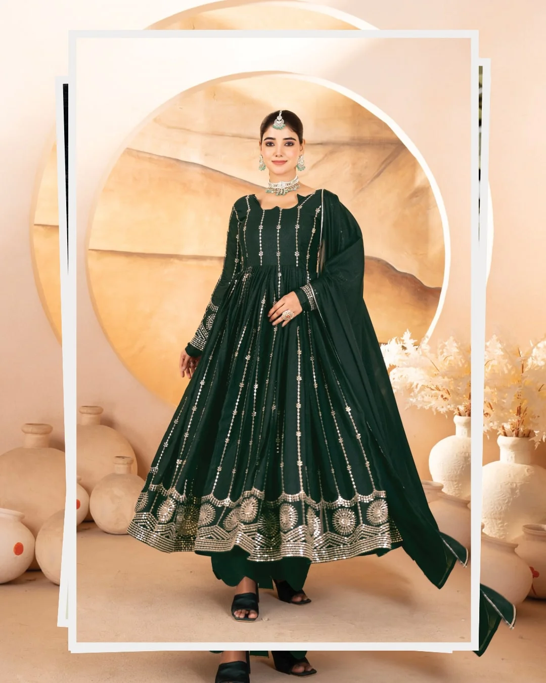 Premium Readymade Anarkali Suit Set for Women in Green