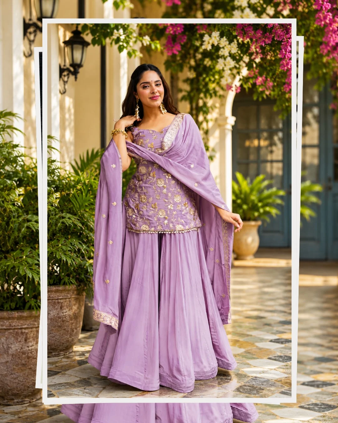 Premium Readymade Sarara Suit Set for Women in Lilac
