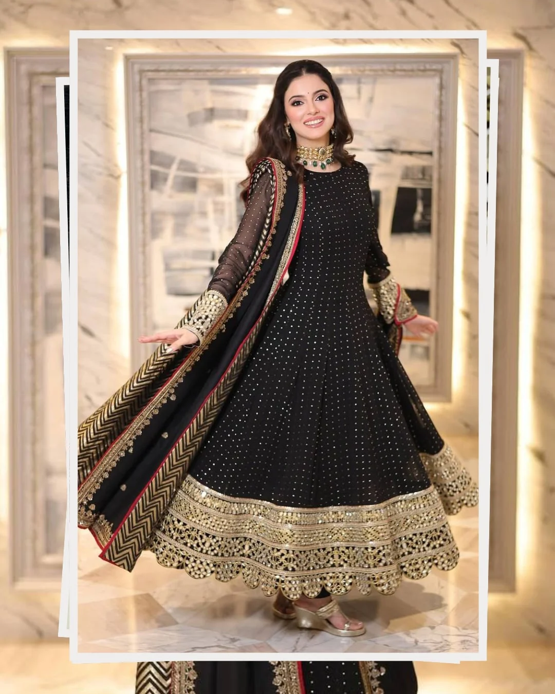 Premium Readymade Luxury Anarkali Suit Set for Women in Black