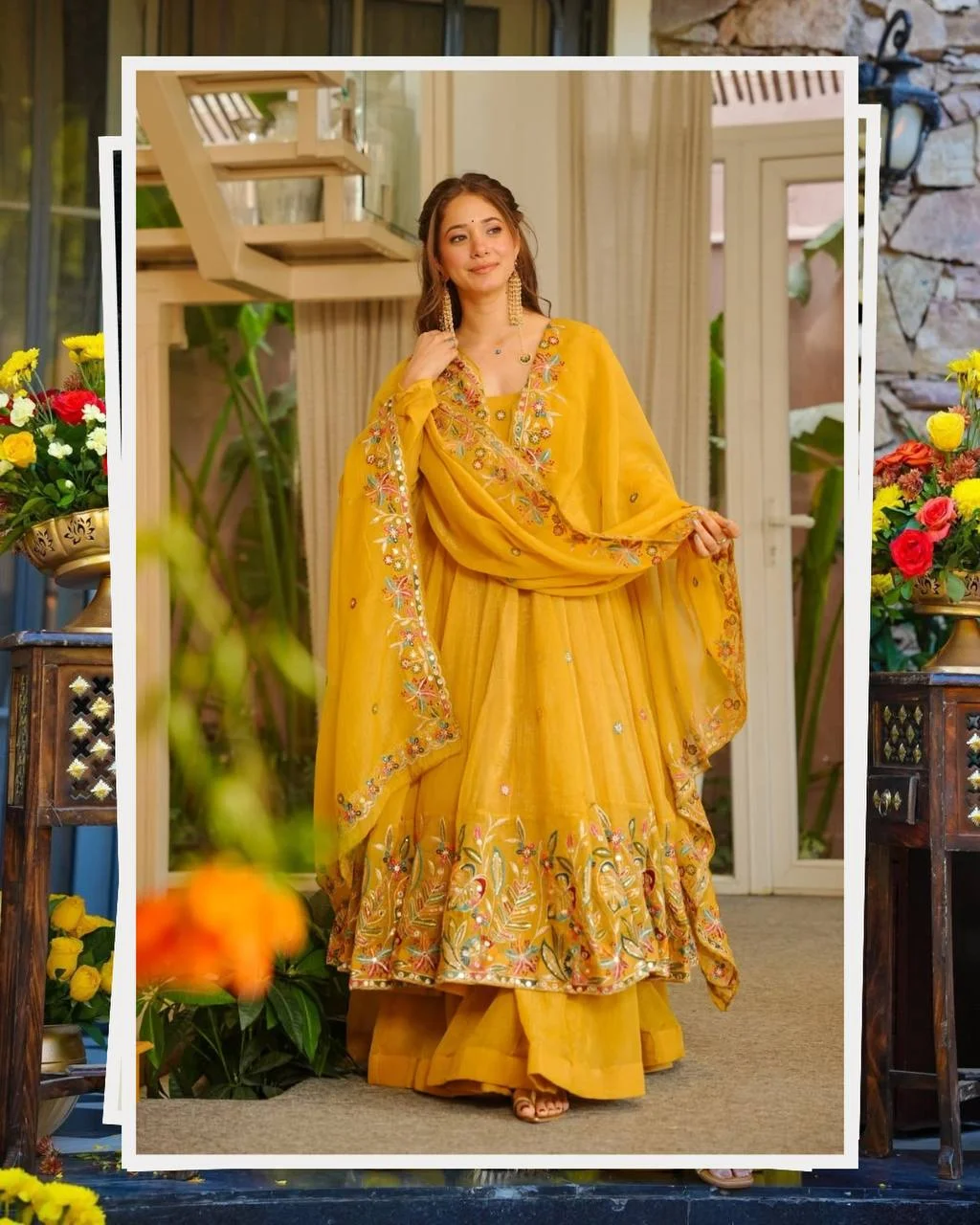 Premium Readymade Anarkali Suit Set for Women in Yellow