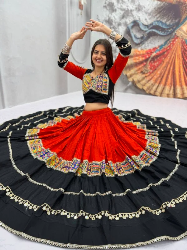 Vidala Clothings Navratri Special Pure Cotton Lehenga Choli in Black