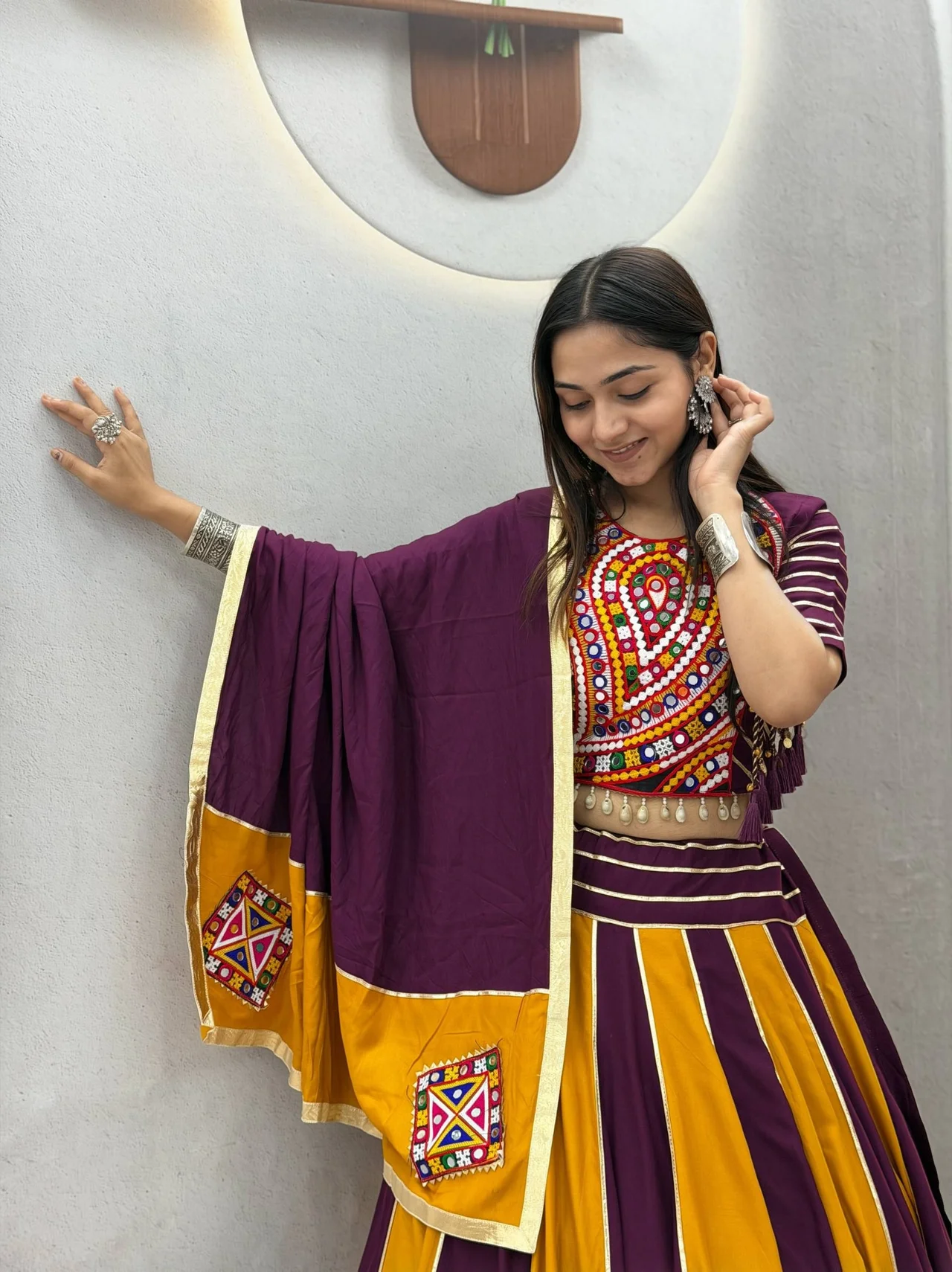 Vidala Clothings Navratri Special Vintage Chaniya Choli | Fox Georgette | Embroidery Thread & Sequence Work with Real Mirror Work | 6 Meter Big Flair.