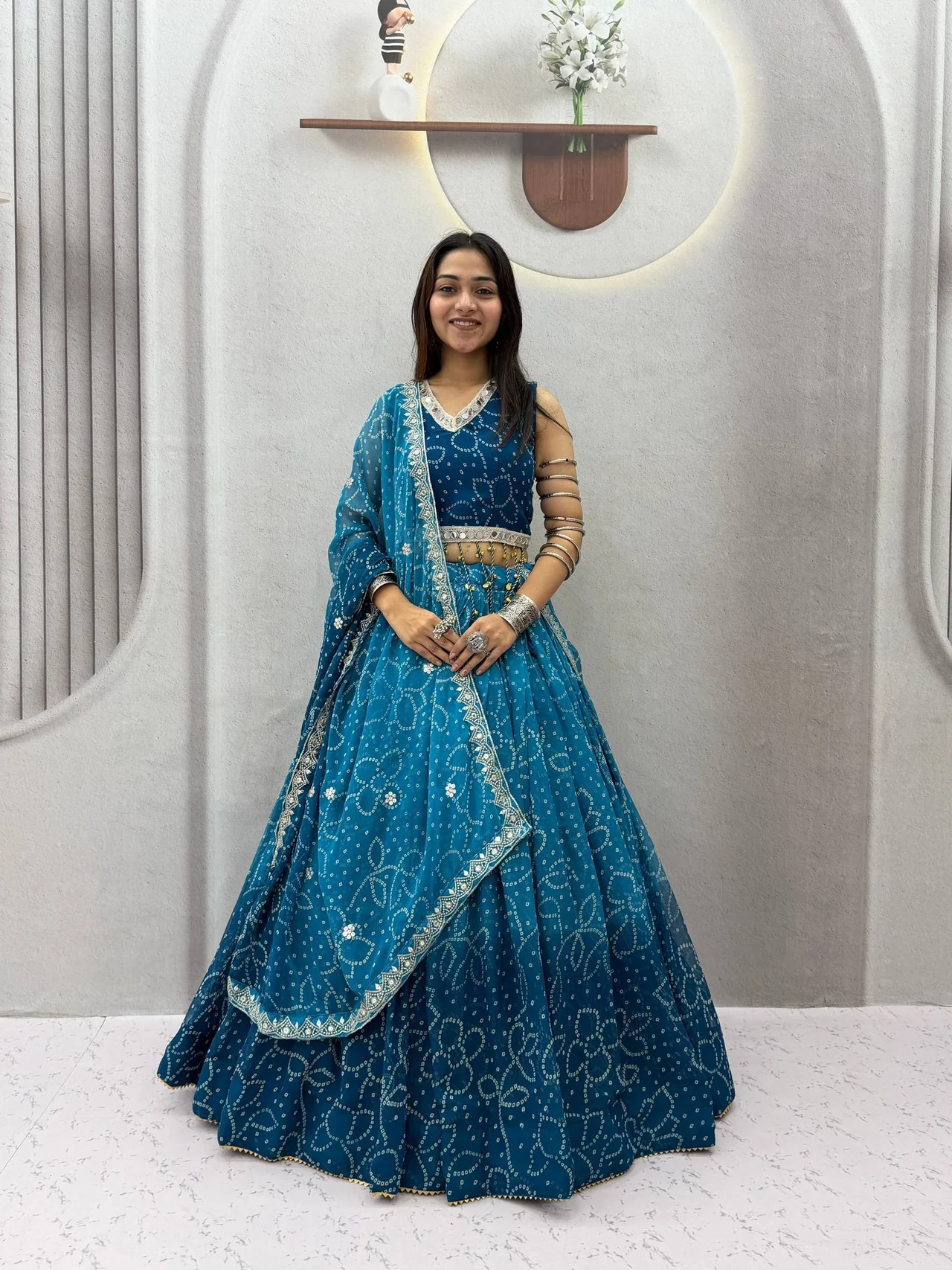 Vidala Clothings Navratri Special Fox Georgette Lehenga Choli with Vintage Dupatta in Magenta