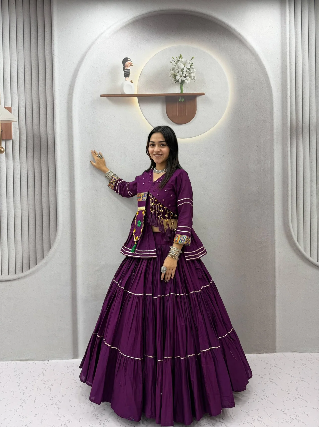 Vidala Clothings Navratri Special Hand Work Pure Cotton Lehenga Choli Set | 9 Meter Big Flair
