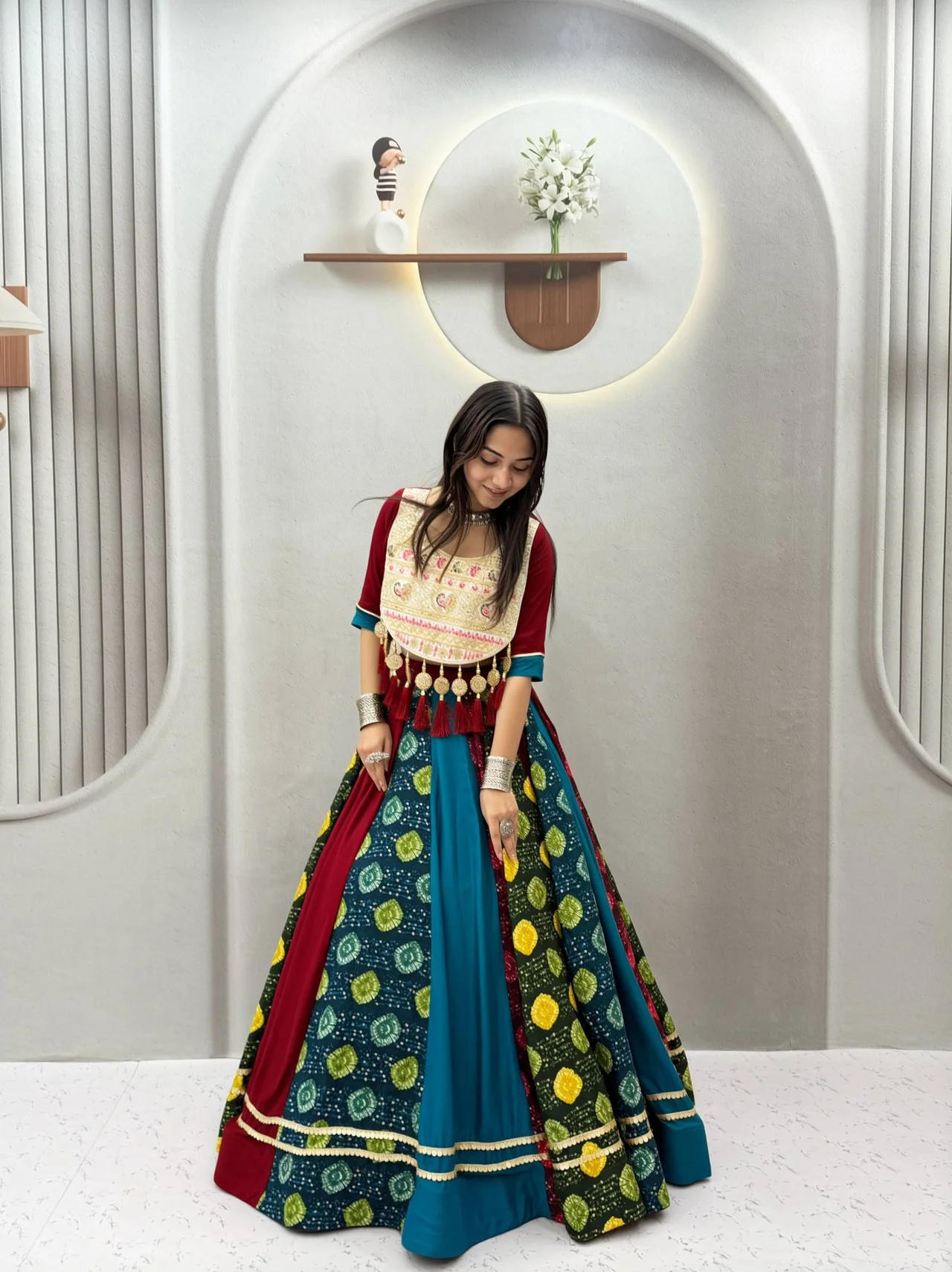 Vidala Clothings Navratri Special Multi Pure Cotton Lehenga Choli in Multicolour