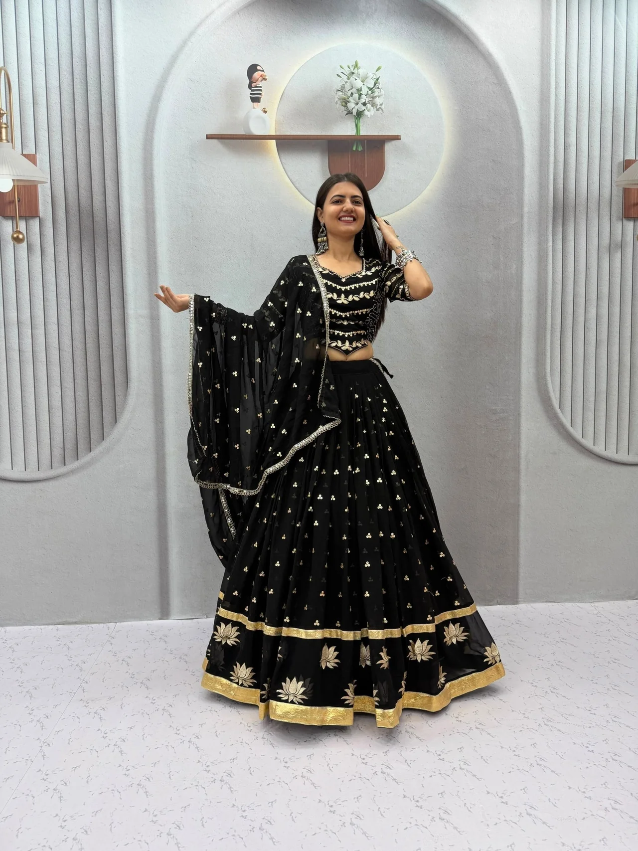 Viadala Clothings Navratri Special Vintage Chaniya Choli for Women with 6 Meter Big Flair, Fox Georgette Embroidery & Sequence Work