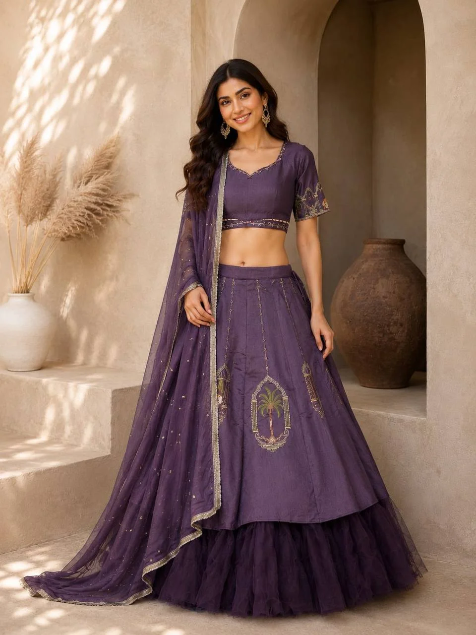 Silk Embroidered Ghaghra Choli with Dupatta