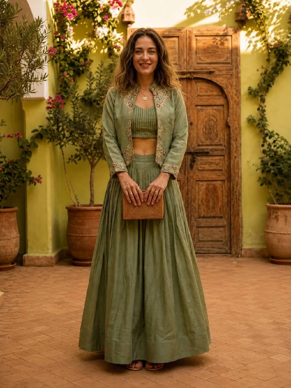 Silk Sequin Embroidered Jacket Lehenga Set