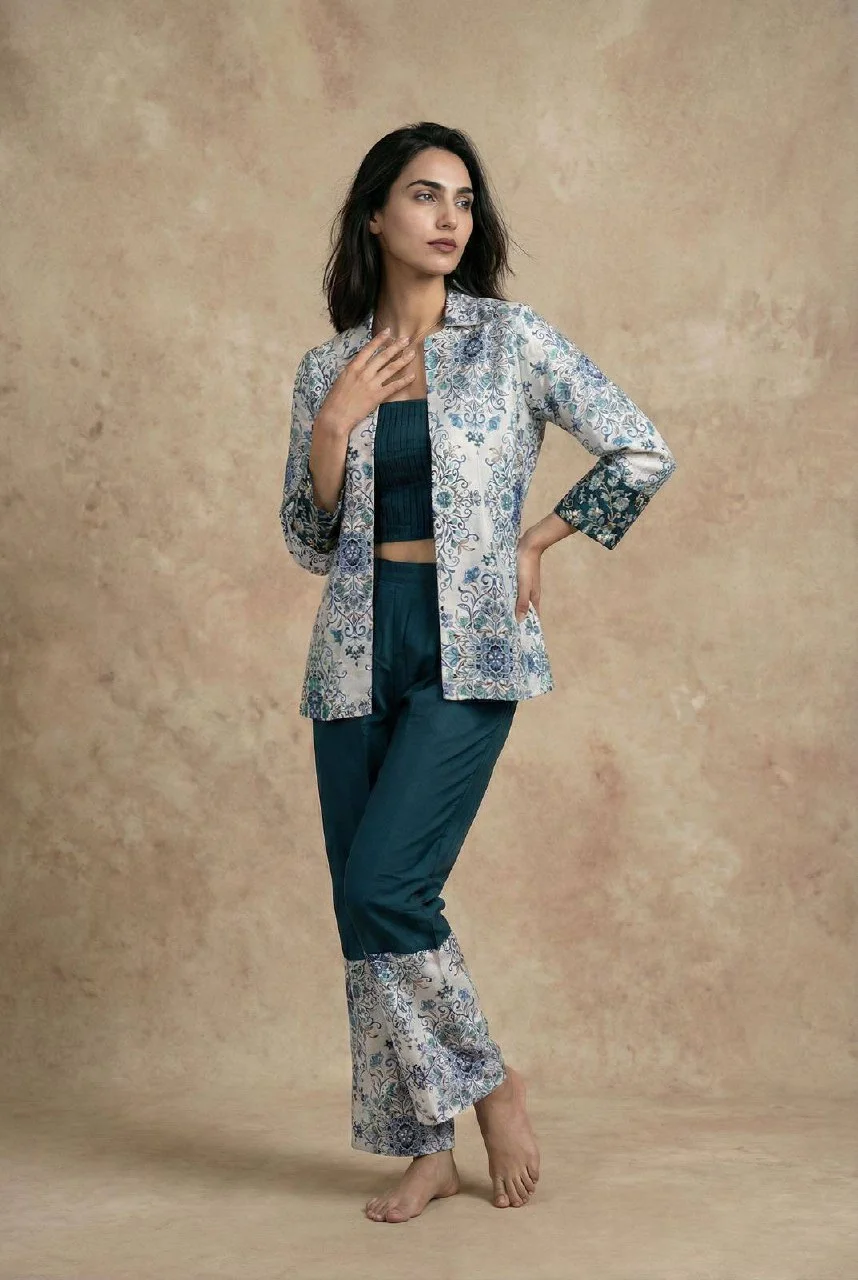 Satin Digital Print Jacket Co-ord Set