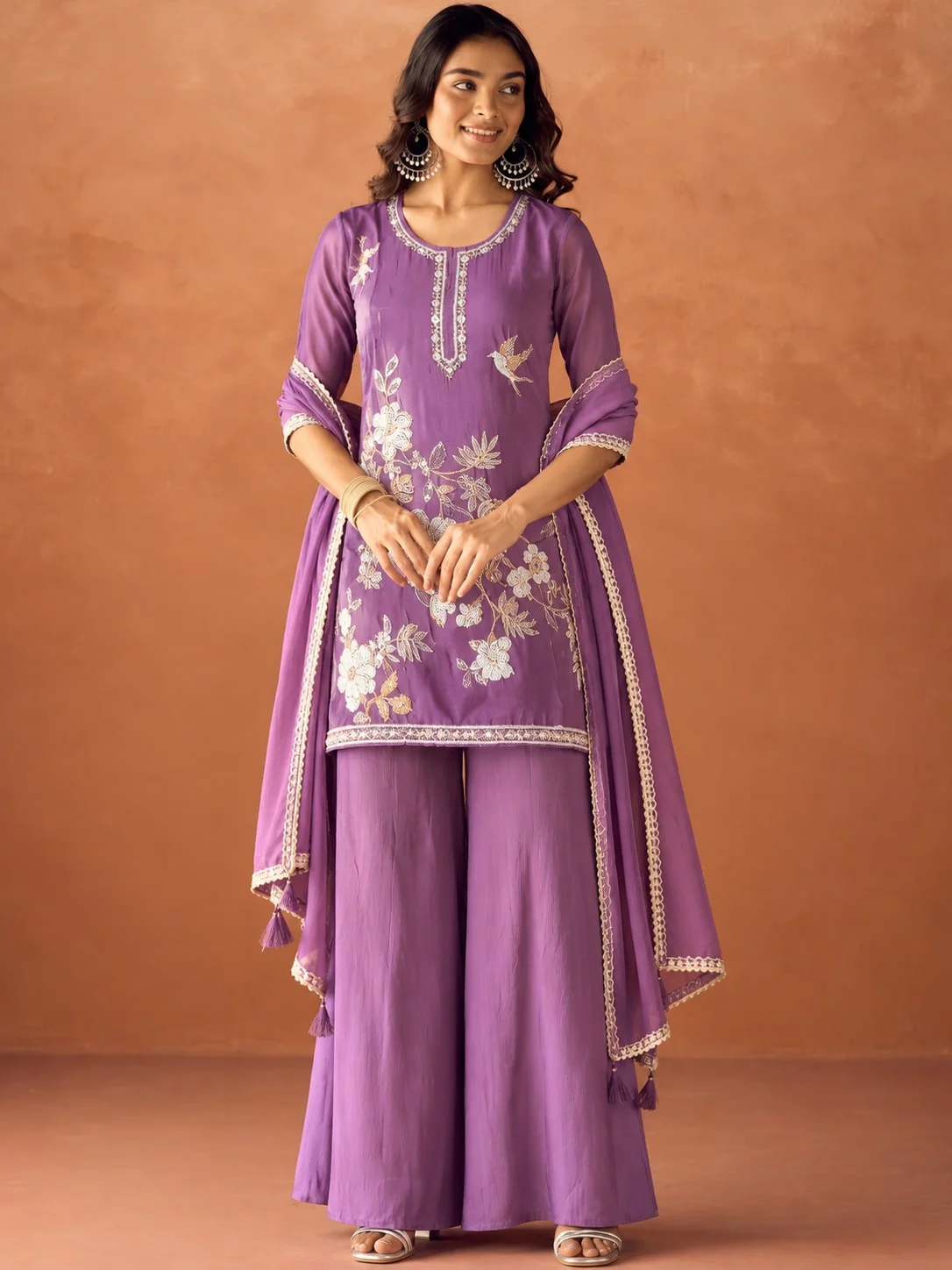 premium Embroidered Kurta Palazzo Set with Elegant Dupatta