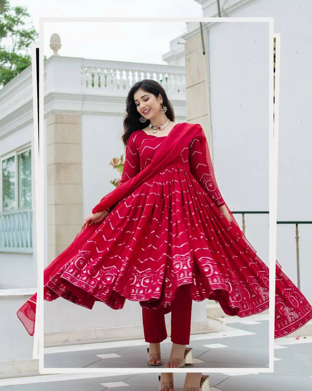 VIDALA CLOTHINGS Maroon Readymade Anarkali Suit for Women