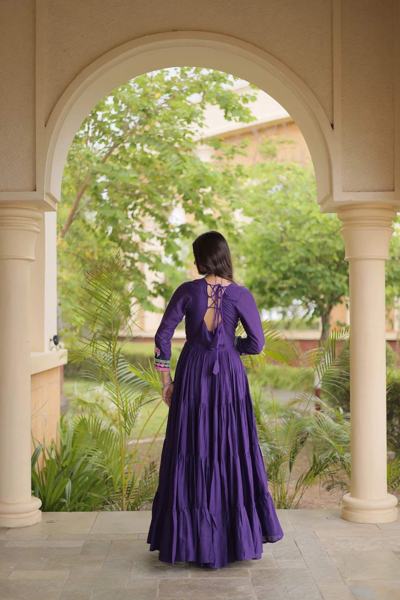 Women's Kora Cotton Gown with Full Sleeves in Purple — photo 7 of 7
