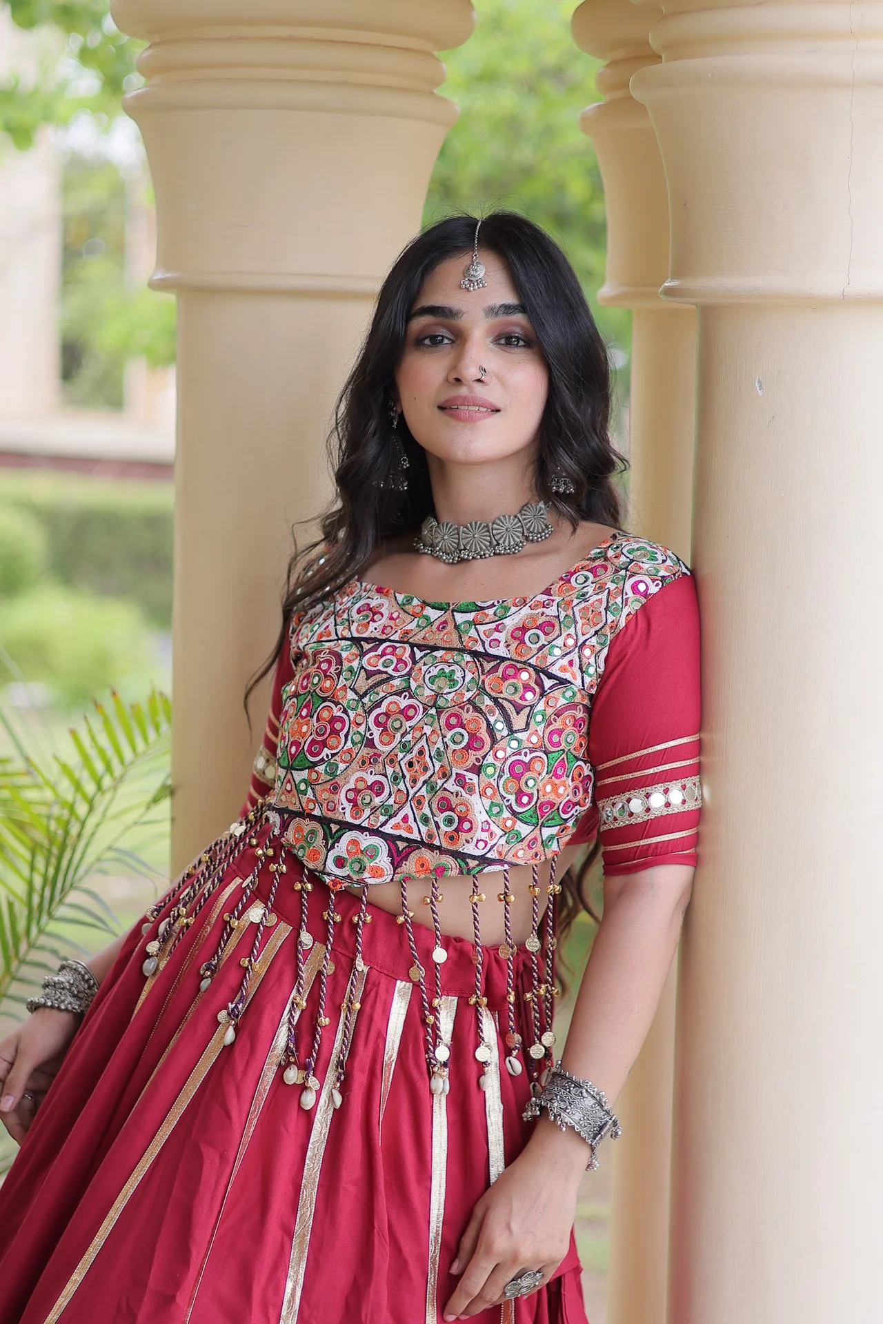 Women's Rayon Lehenga Choli with Stitched Blouse in Maroon — photo 8 of 8