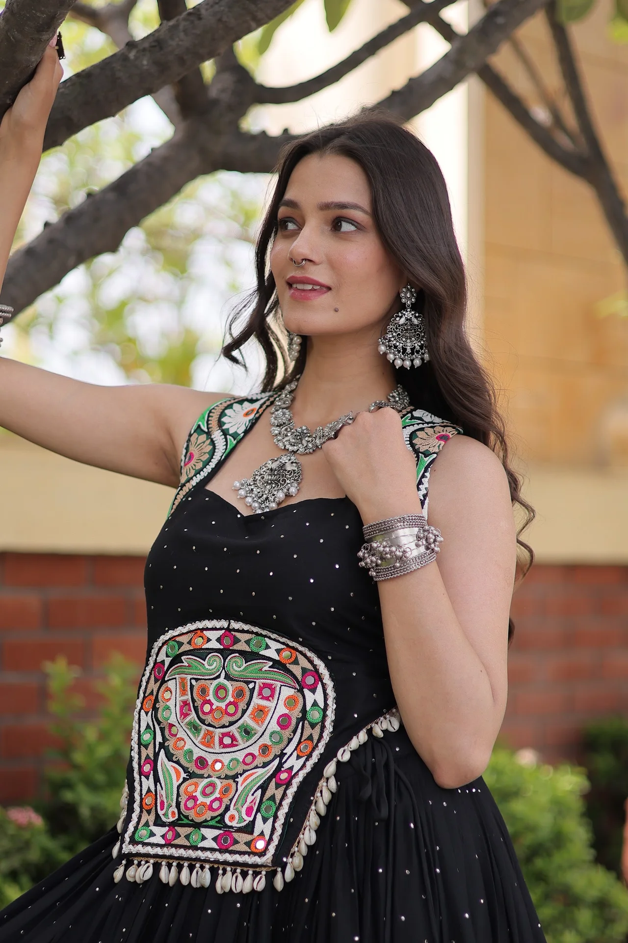 Women's Rayon Lehenga Choli with Stitched Blouse in Black — photo 8 of 8