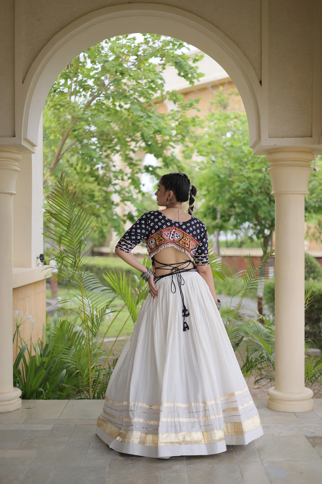 Women's Cotton Lehenga Choli with Stitched Top in Black — photo 7 of 7
