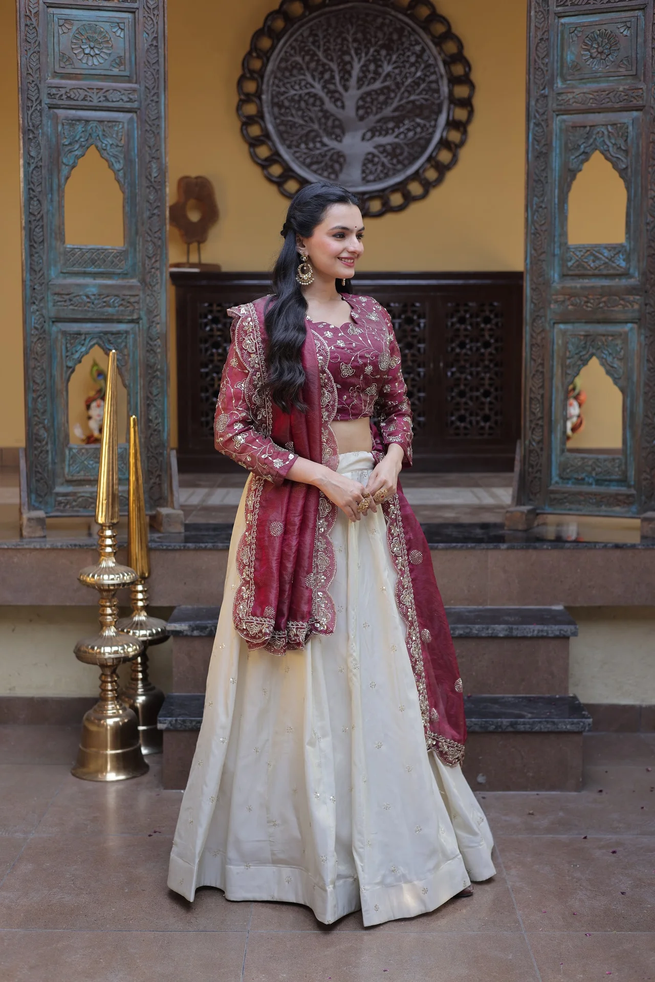 Women's Cosmos Silk Lehenga Choli with Dupatta in Magenta — photo 5 of 9