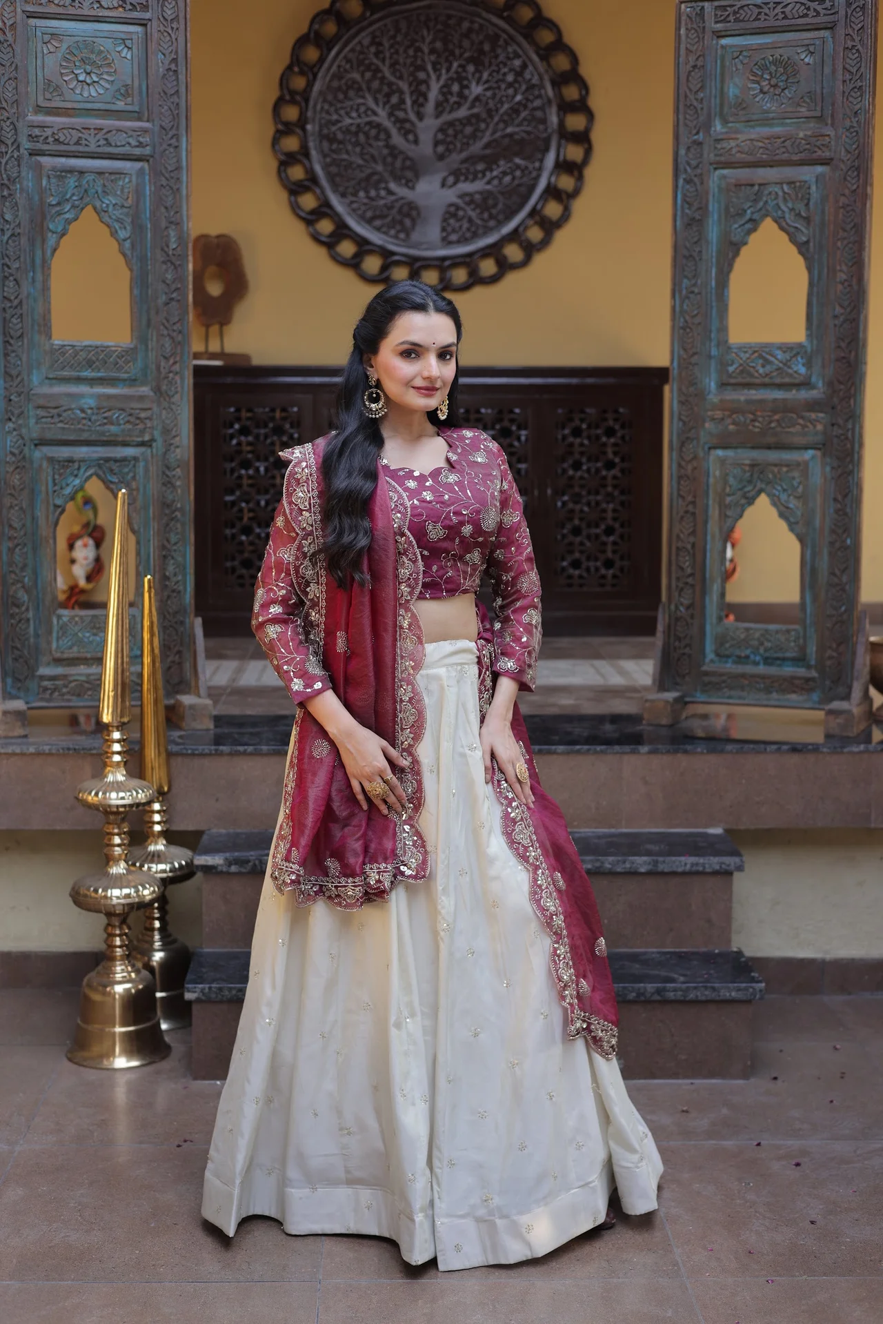 Women's Cosmos Silk Lehenga Choli with Dupatta in Magenta — photo 6 of 9