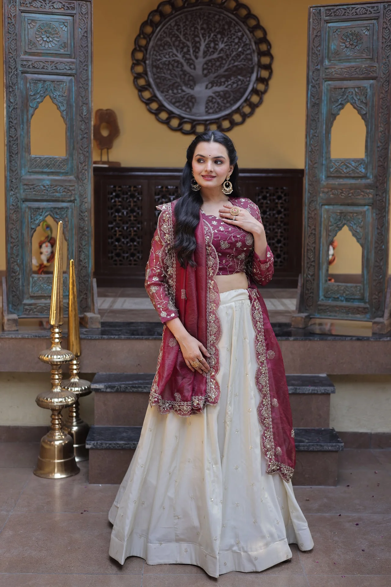 Women's Cosmos Silk Lehenga Choli with Dupatta in Magenta — photo 7 of 9