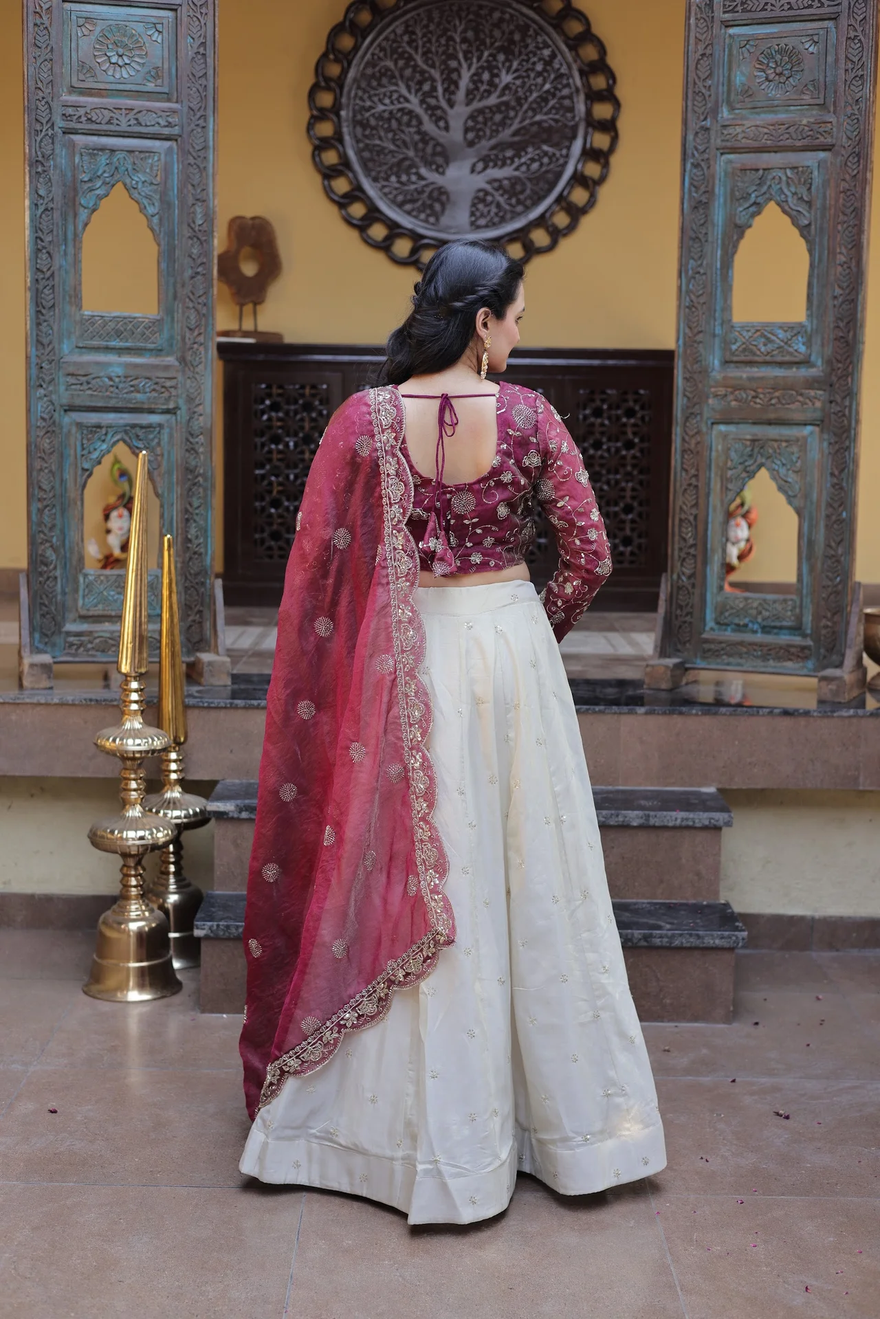 Women's Cosmos Silk Lehenga Choli with Dupatta in Magenta — photo 9 of 9