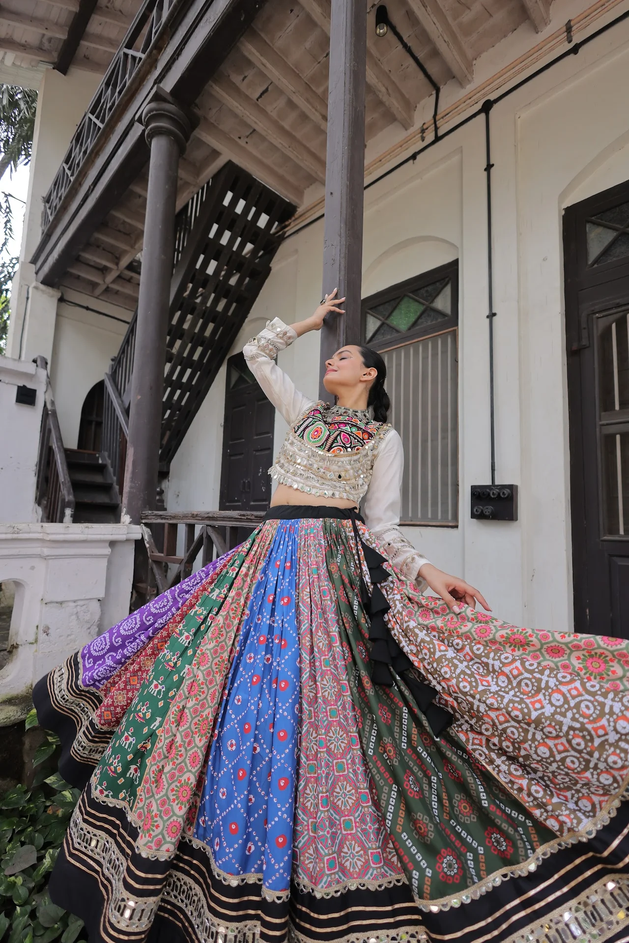 Women's Cotton Printed Lehenga Choli with Stitched Top in Multicolour — photo 5 of 10