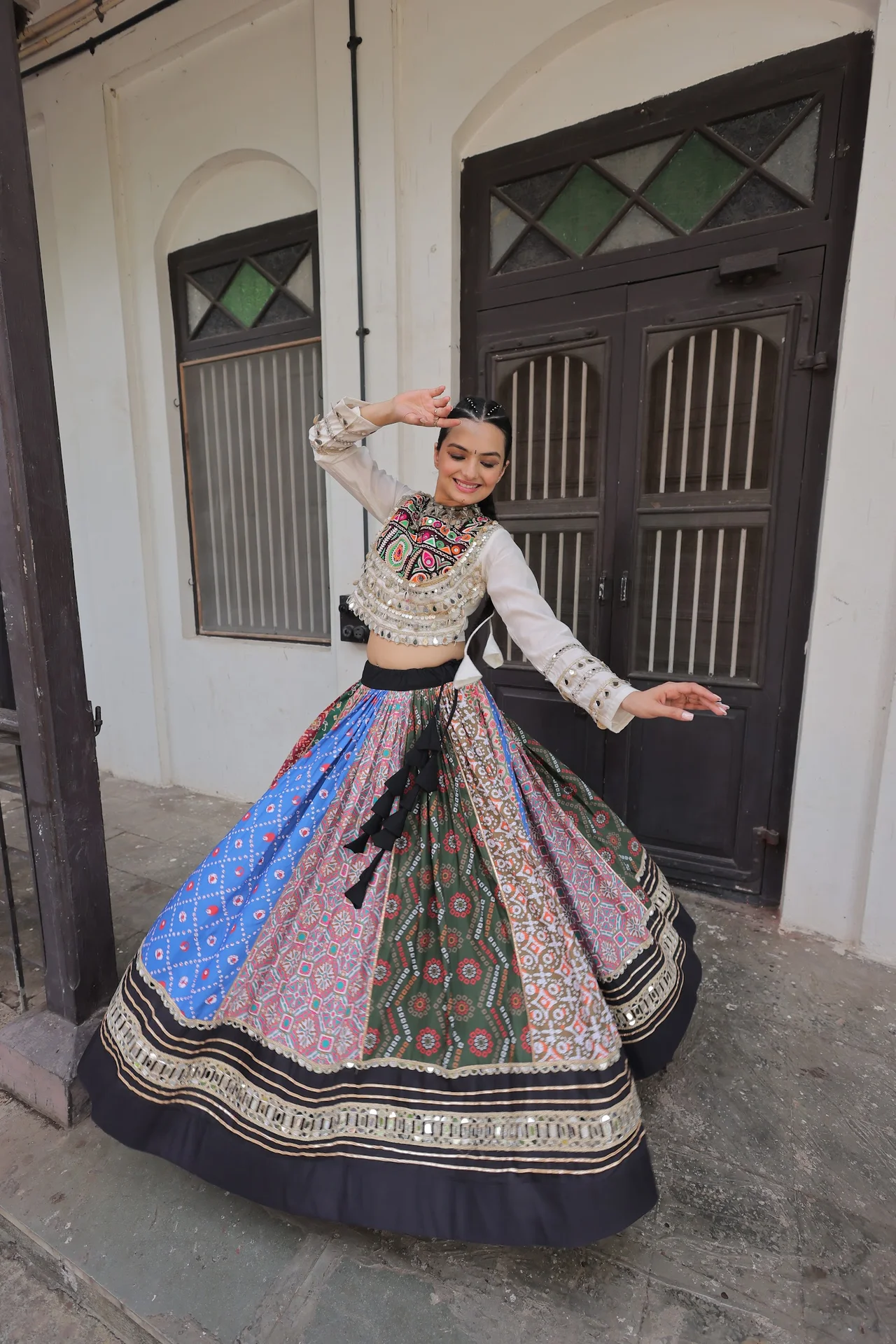 Women's Cotton Printed Lehenga Choli with Stitched Top in Multicolour — photo 8 of 10