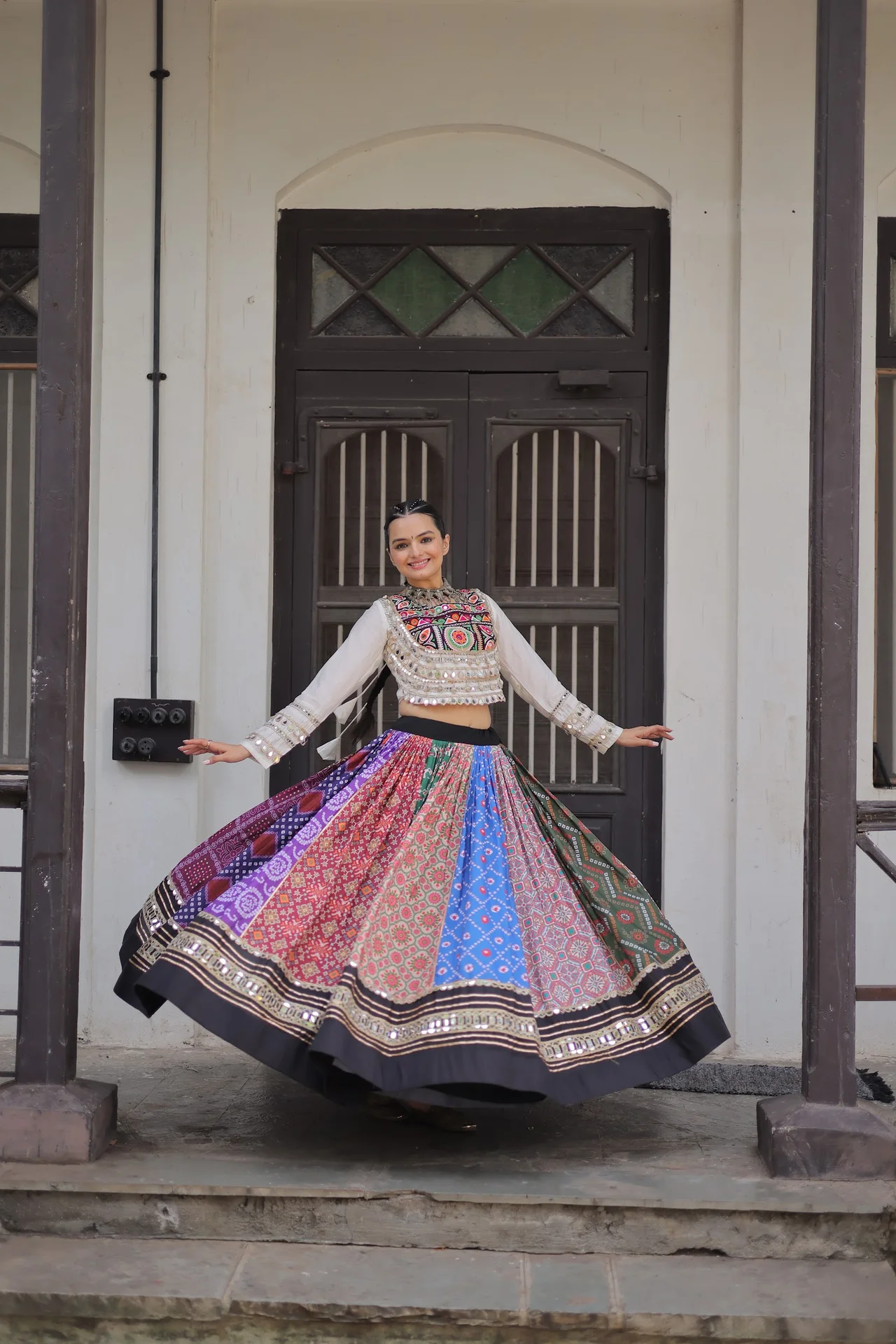 Women's Cotton Printed Lehenga Choli with Stitched Top in Multicolour — photo 9 of 10