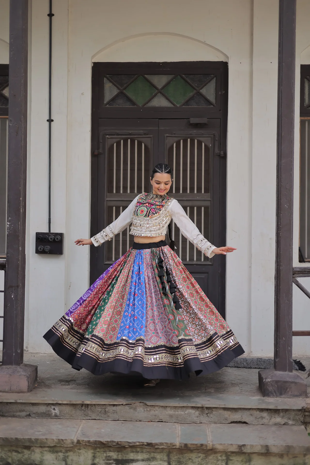 Women's Cotton Printed Lehenga Choli with Stitched Top in Multicolour — photo 10 of 10