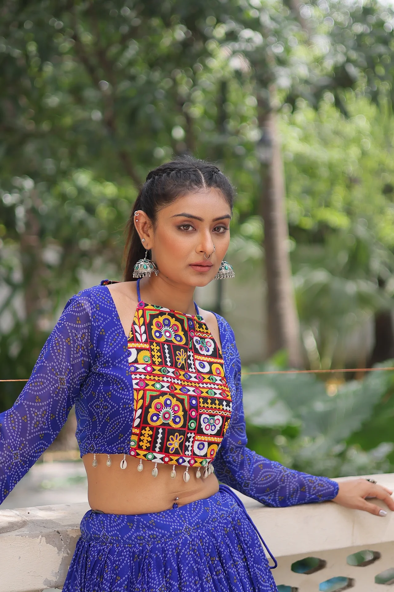 Women's Georgette Lehenga Choli with Stitched Top in Royal Blue — photo 5 of 8