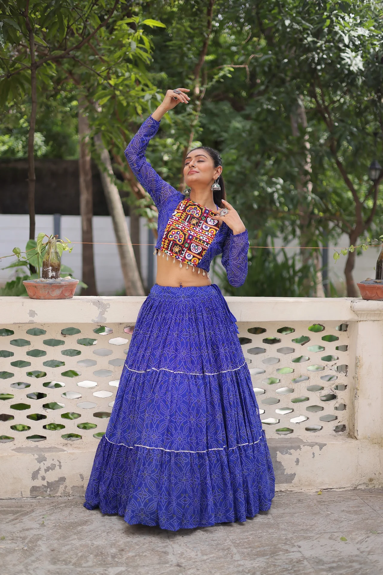 Women's Georgette Lehenga Choli with Stitched Top in Royal Blue — photo 8 of 8