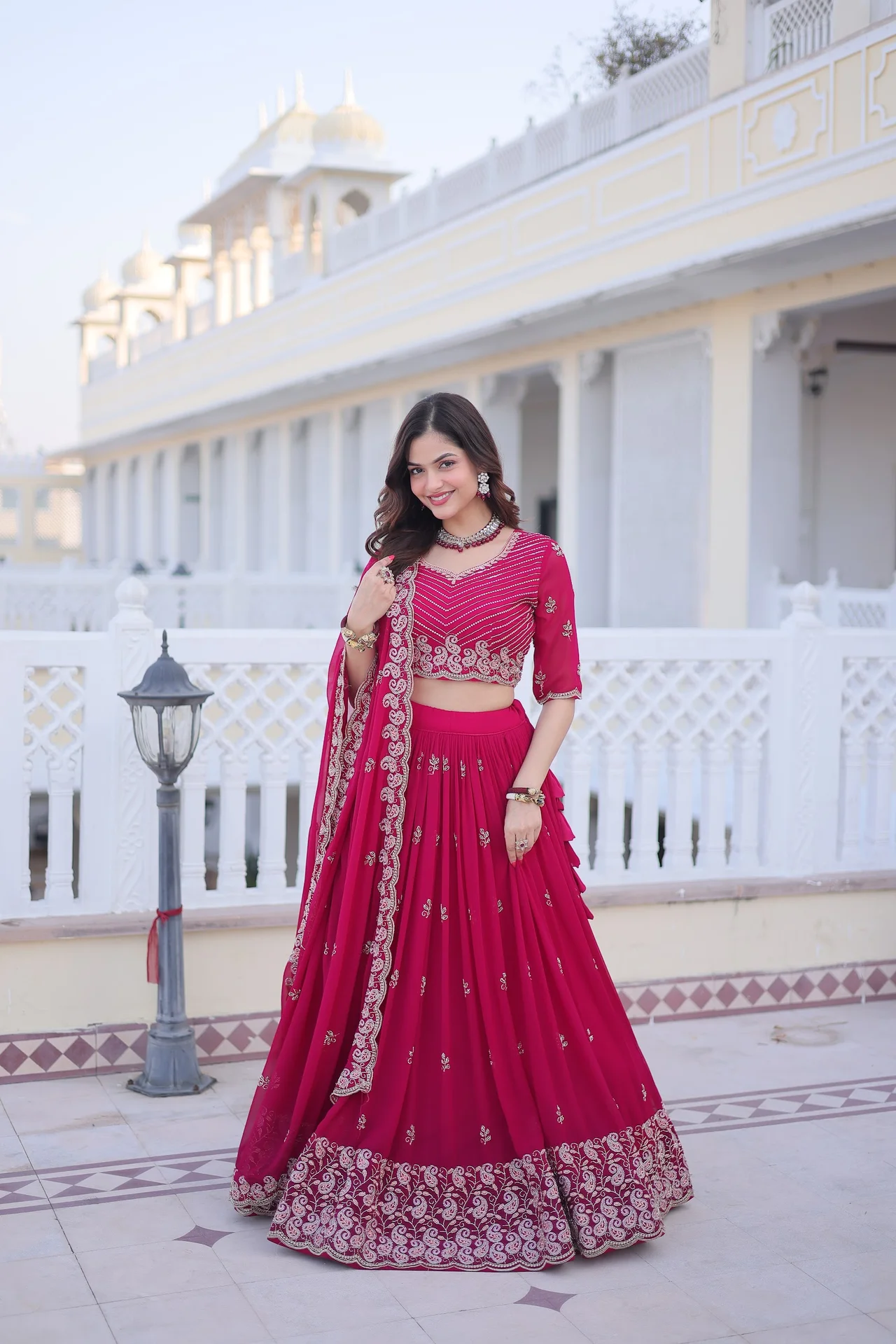 Women's Fox Blooming Lehenga Choli with Dupatta in Rani Pink — photo 2 of 6