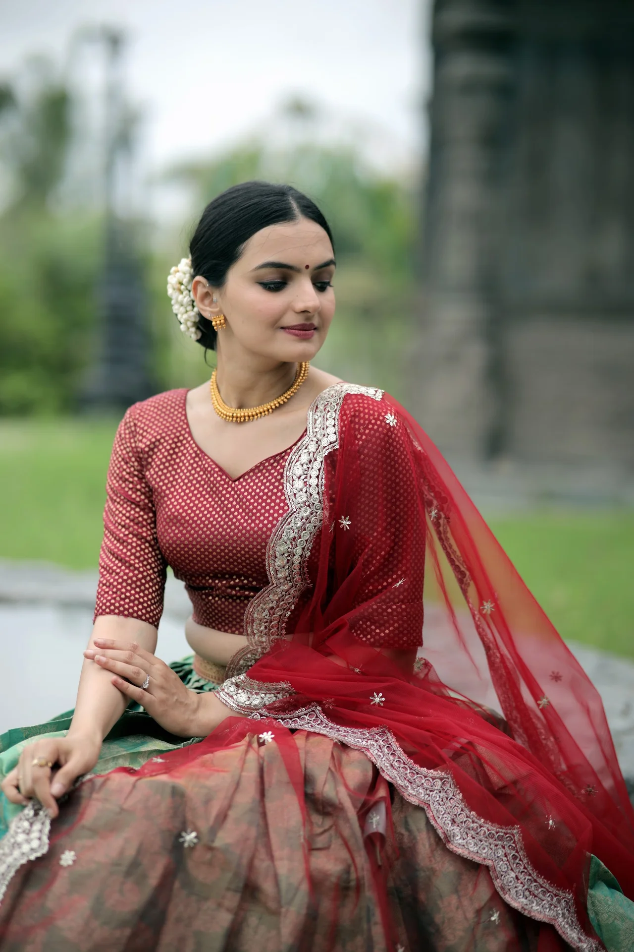 Women's Silk Lehenga Choli with Unstitched Blouse and Dupatta in Multicolour — photo 3 of 5