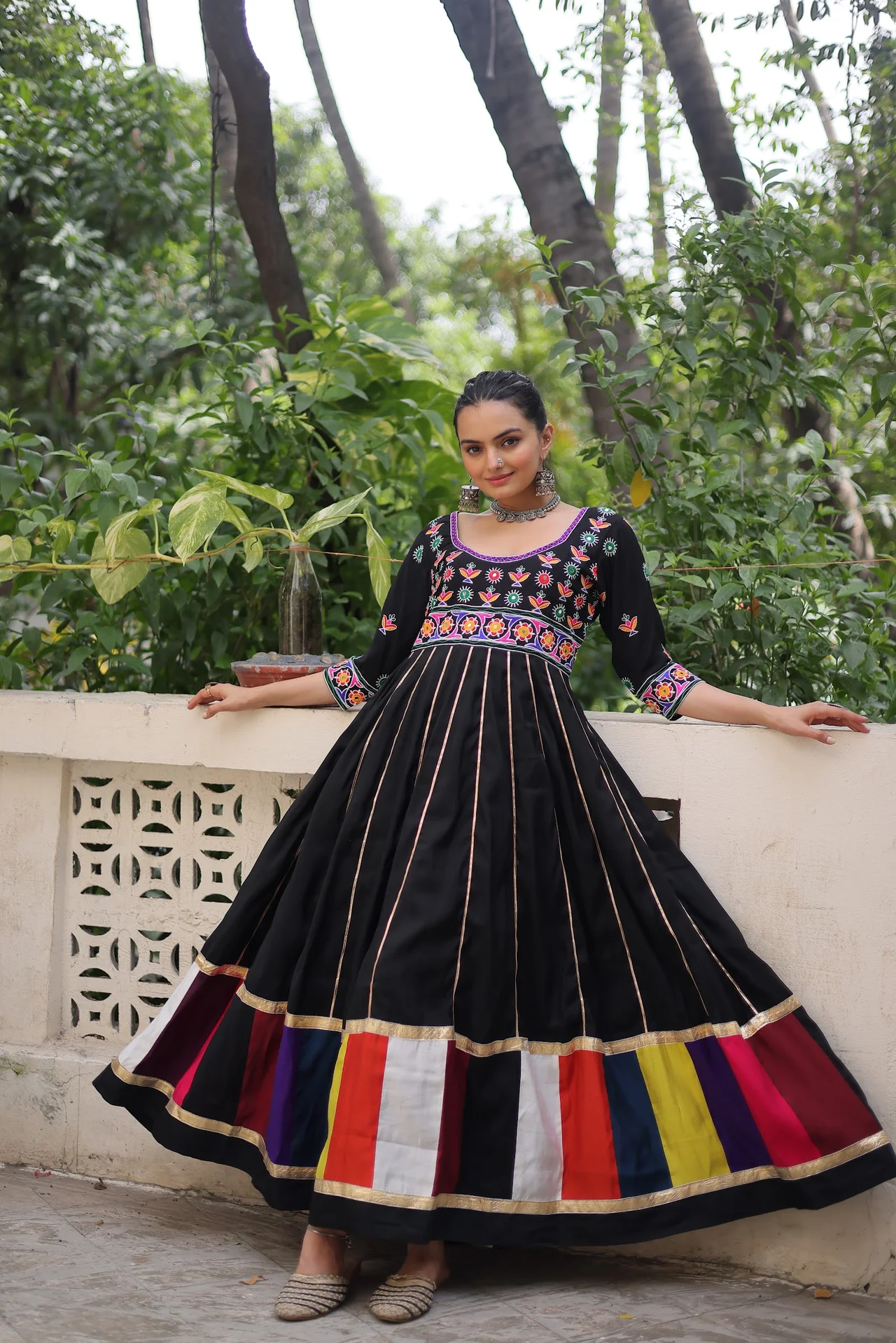 Women's Roman Fabric Anarkali Gown in Black — photo 2 of 7