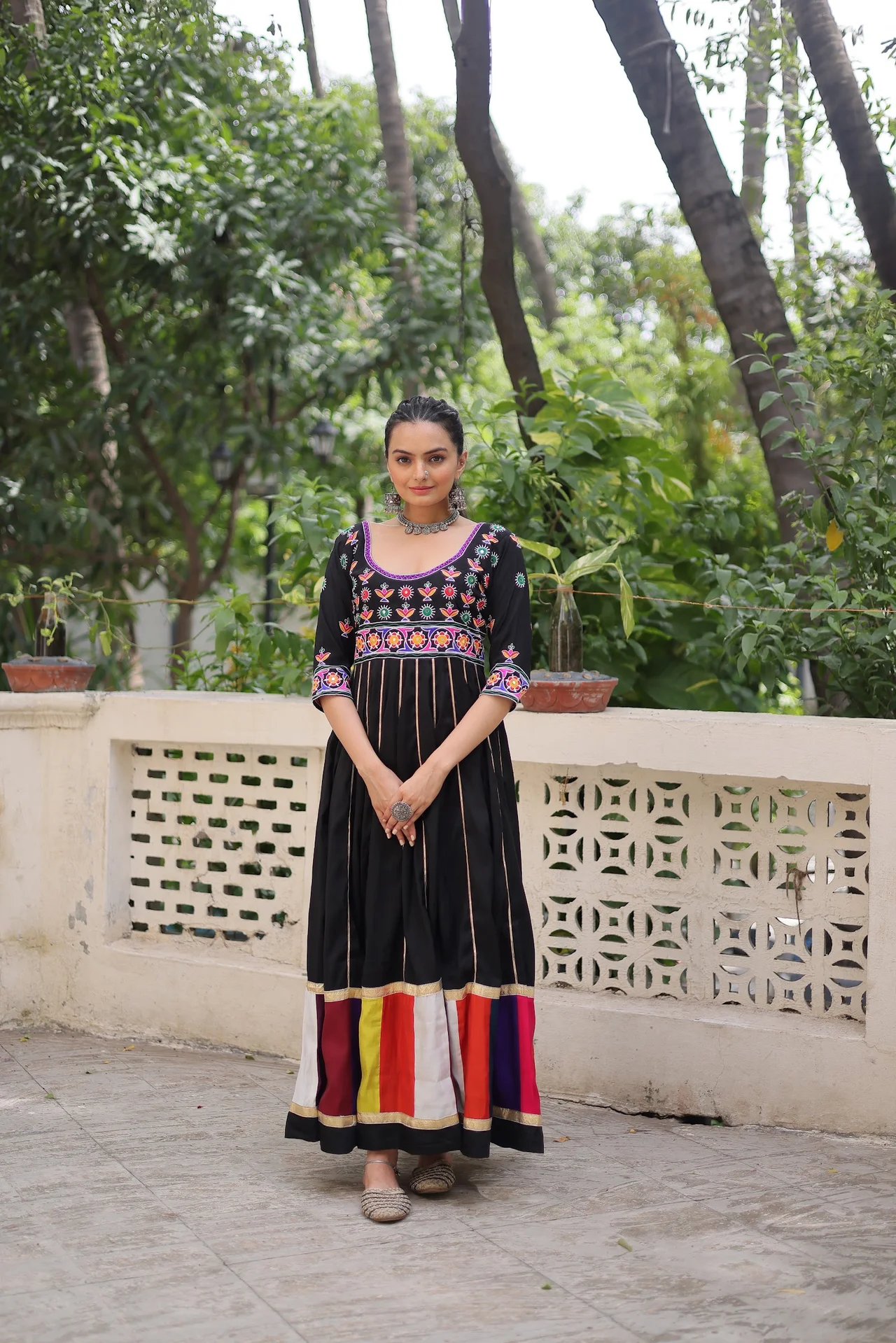 Women's Roman Fabric Anarkali Gown in Black — photo 3 of 7