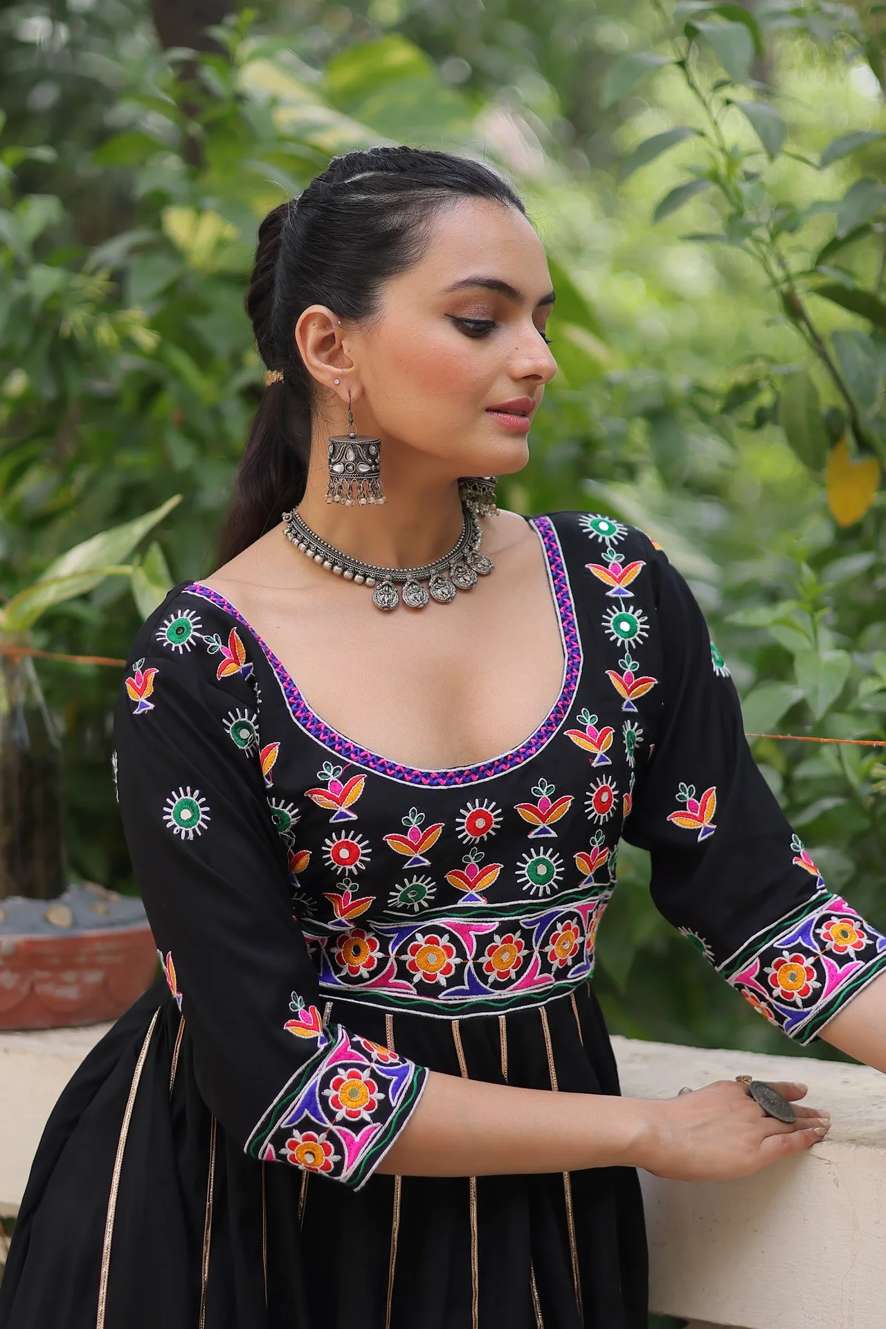 Women's Roman Fabric Anarkali Gown in Black — photo 4 of 7