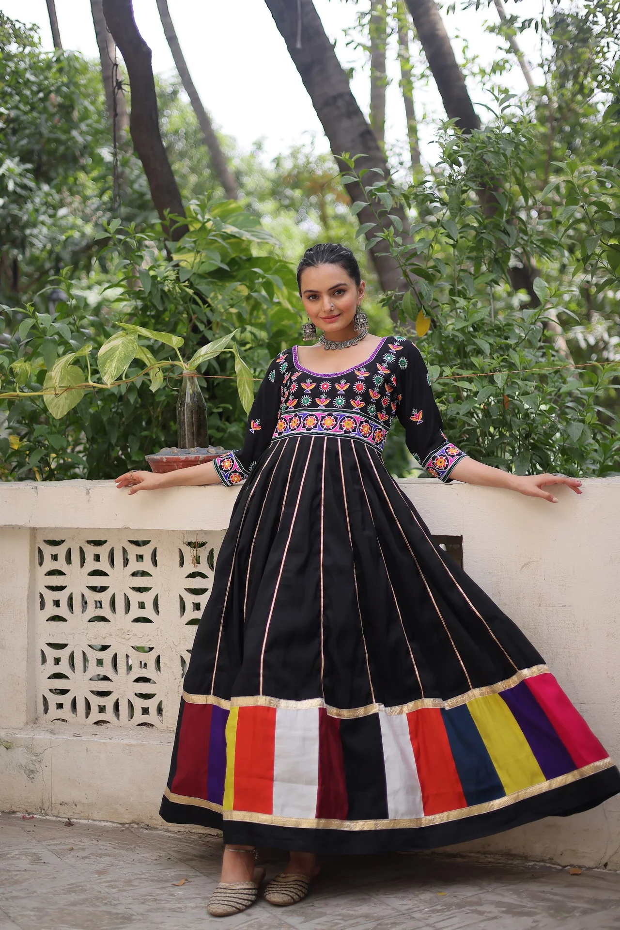 Women's Roman Fabric Anarkali Gown in Black — photo 5 of 7