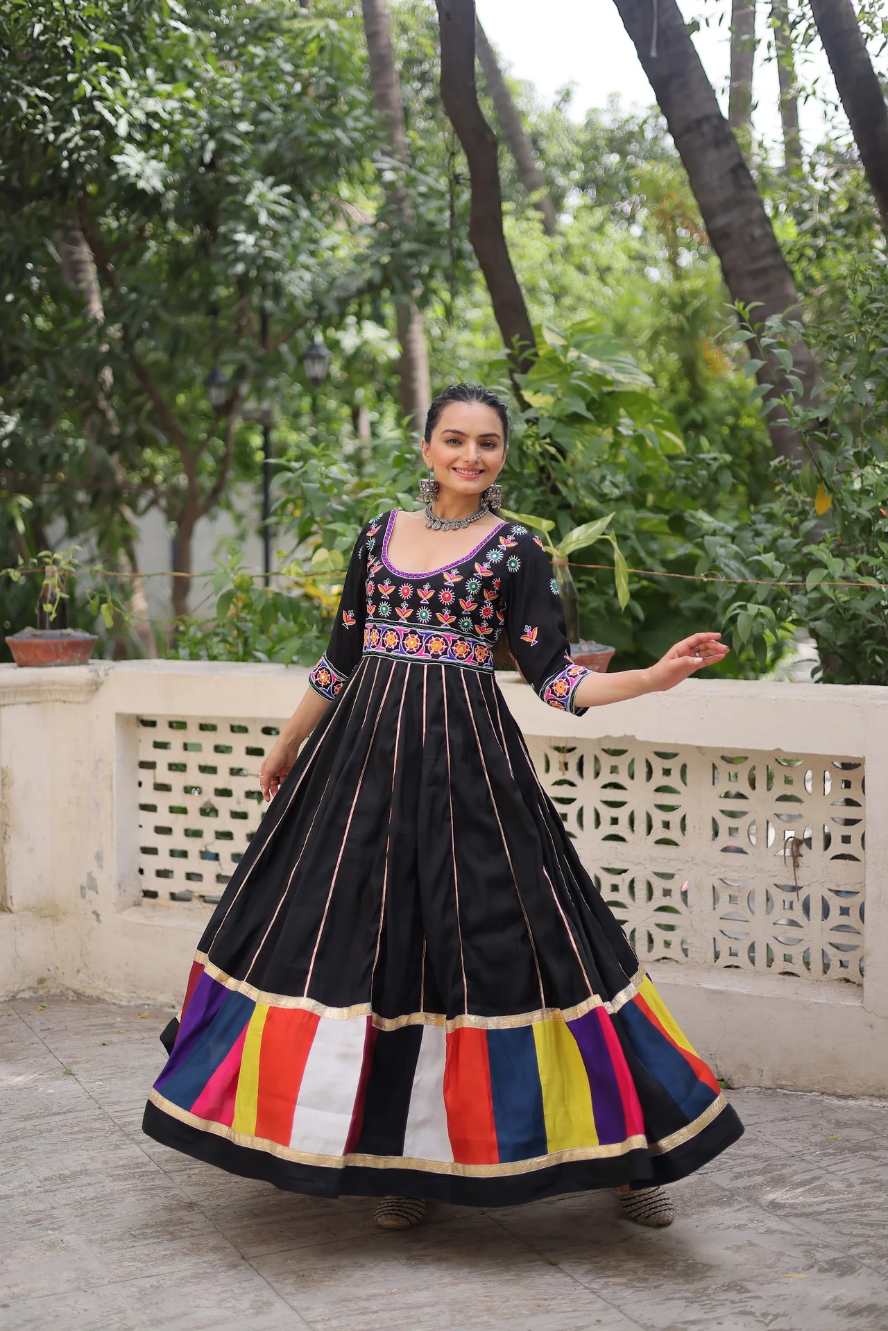 Women's Roman Fabric Anarkali Gown in Black — photo 6 of 7