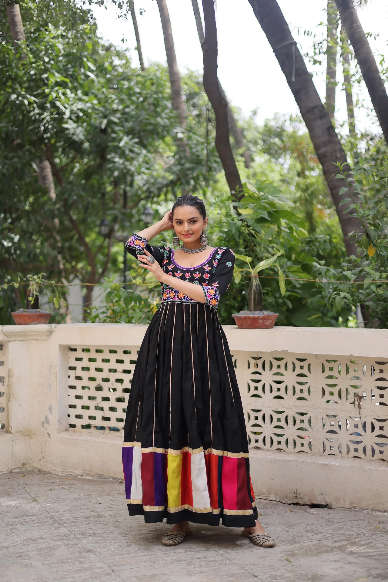 Women's Roman Fabric Anarkali Gown in Black — photo 7 of 7