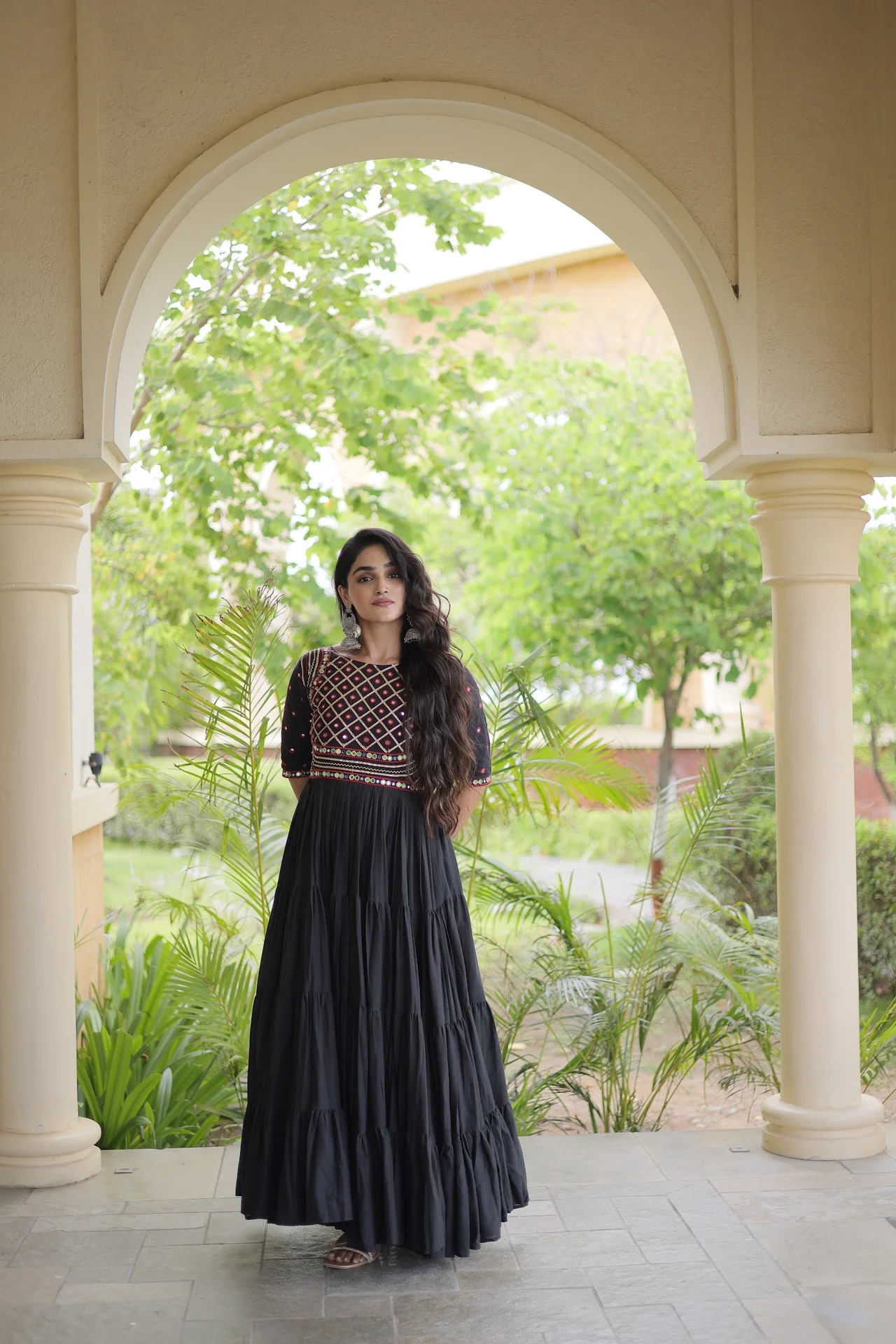Women's Kora Cotton Embroidered Gown in Black — photo 5 of 7