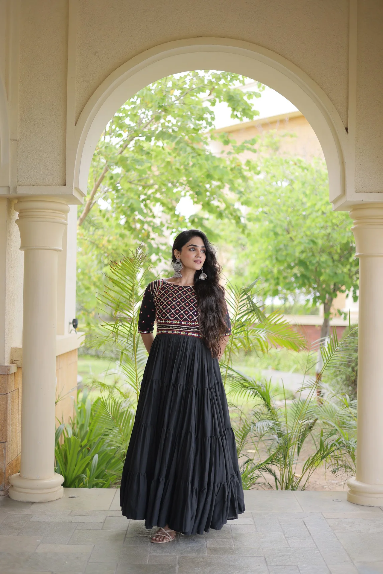 Women's Kora Cotton Embroidered Gown in Black — photo 7 of 7