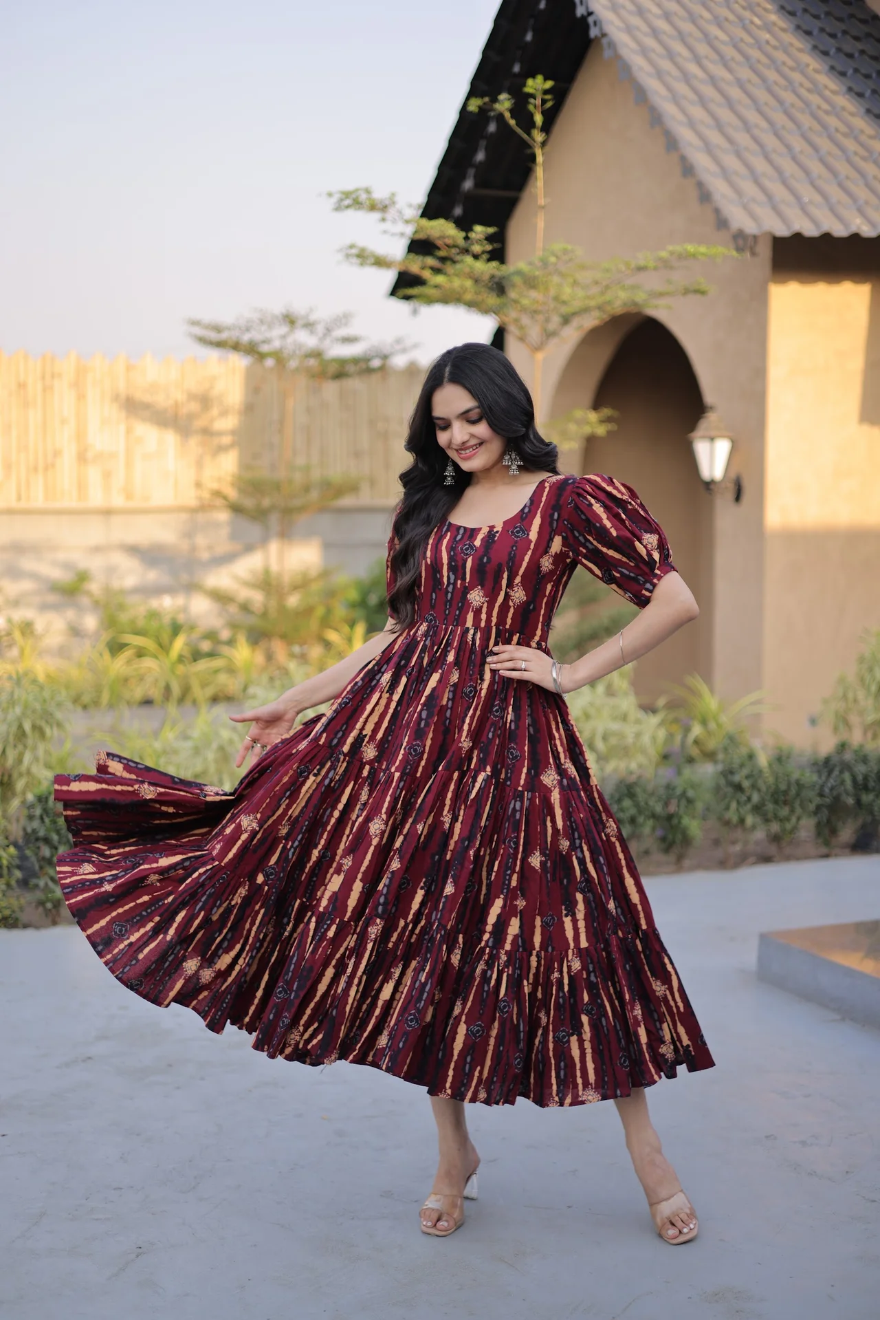 Women's Printed Cotton Kurti in Maroon — photo 2 of 6