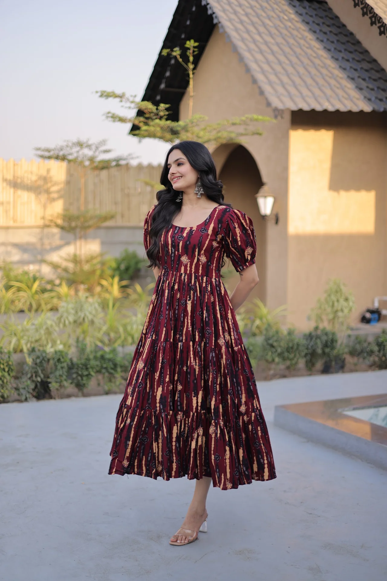 Women's Printed Cotton Kurti in Maroon — photo 6 of 6
