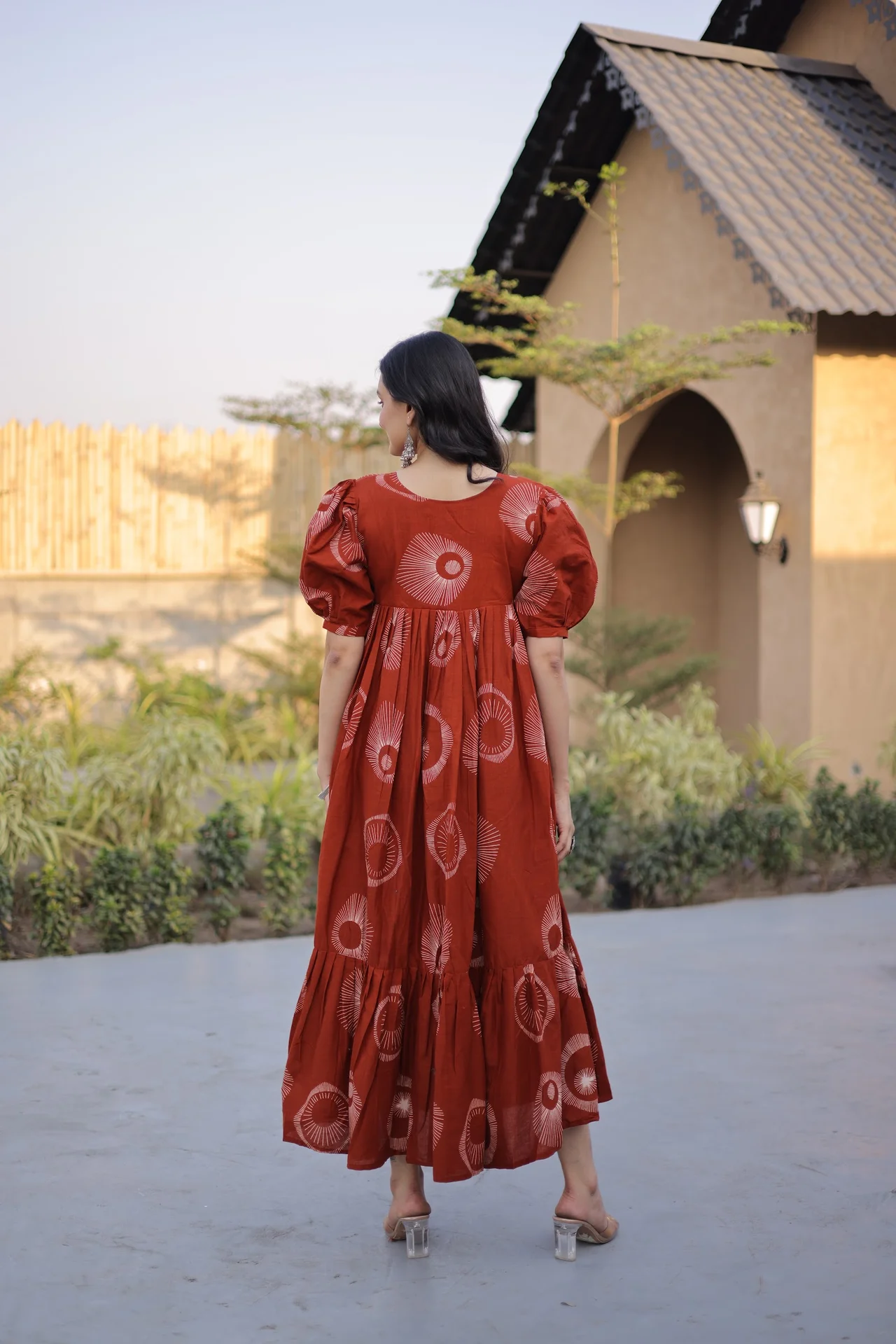 Women's Printed Cotton Kurti in Rust — photo 3 of 7